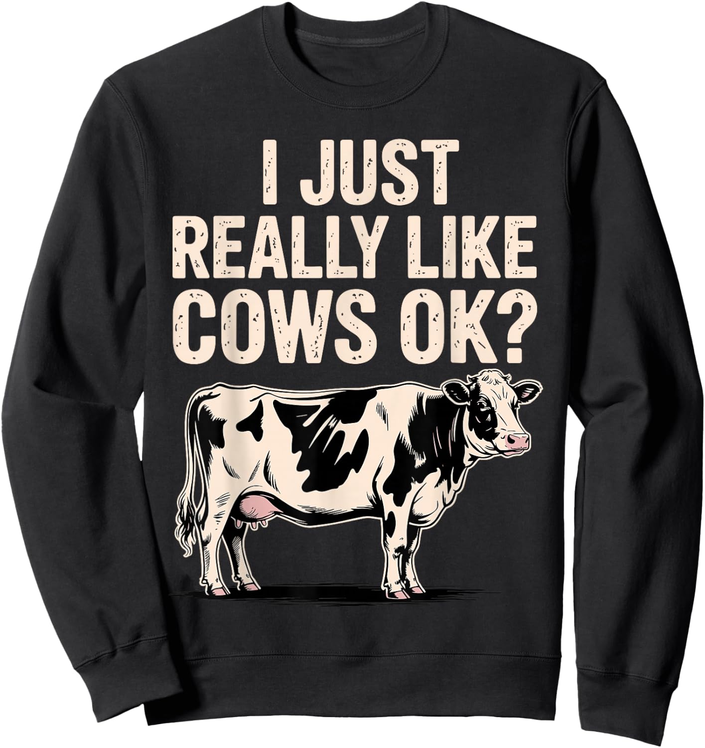 Funny Cow Design Women Kids Dairy Cattle Cow Lovers Sweatshirt - Sweatshirt | Black