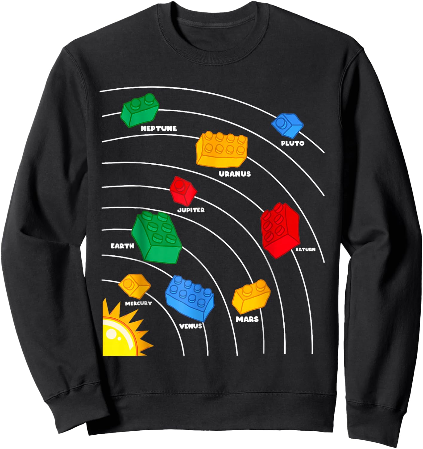 Boys Space Planet Master Builder Kids Building Blocks Sweatshirt - Sweatshirt | Black