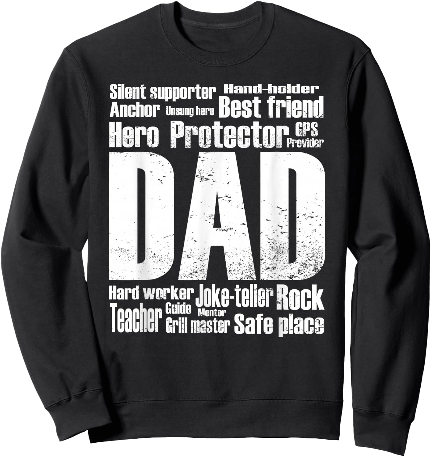 Funny Dad Meaning Word Collage Vintage Style Father's Day Sweatshirt - Sweatshirt | Black