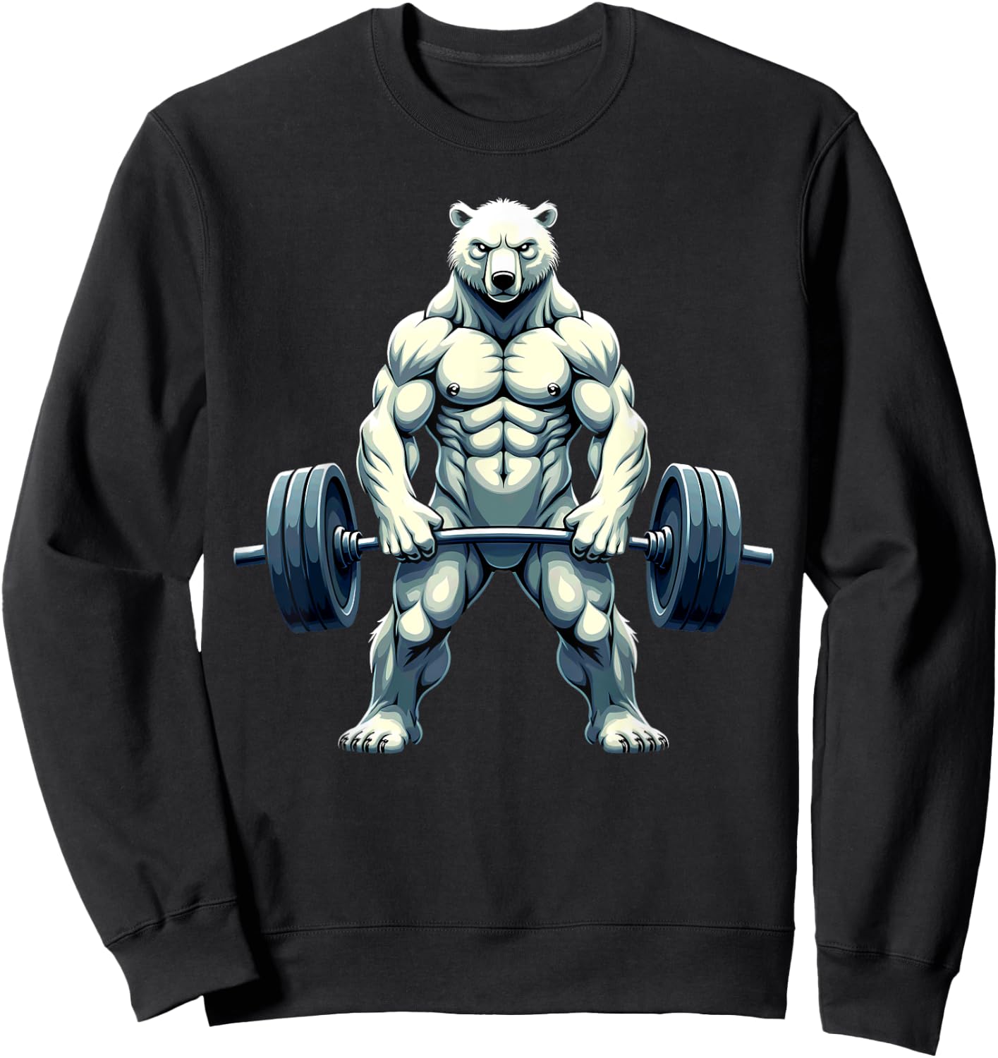 Workout Gym Polar Bear Deadlift Weightlifting Sweatshirt - Sweatshirt | Black