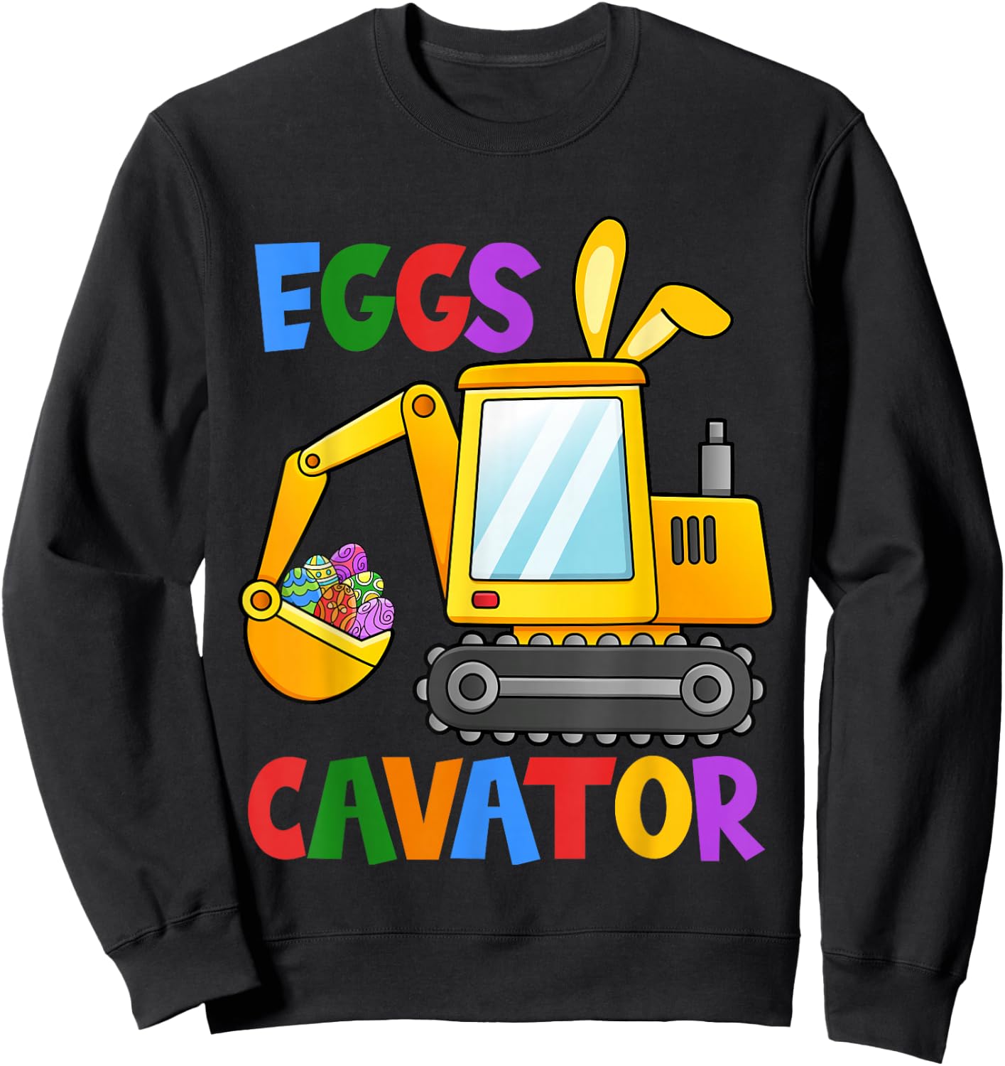 Eggscavator Egg Hunting Kids Toddler Boys Excavator Easter Small Sweatshirt - Sweatshirt | Black