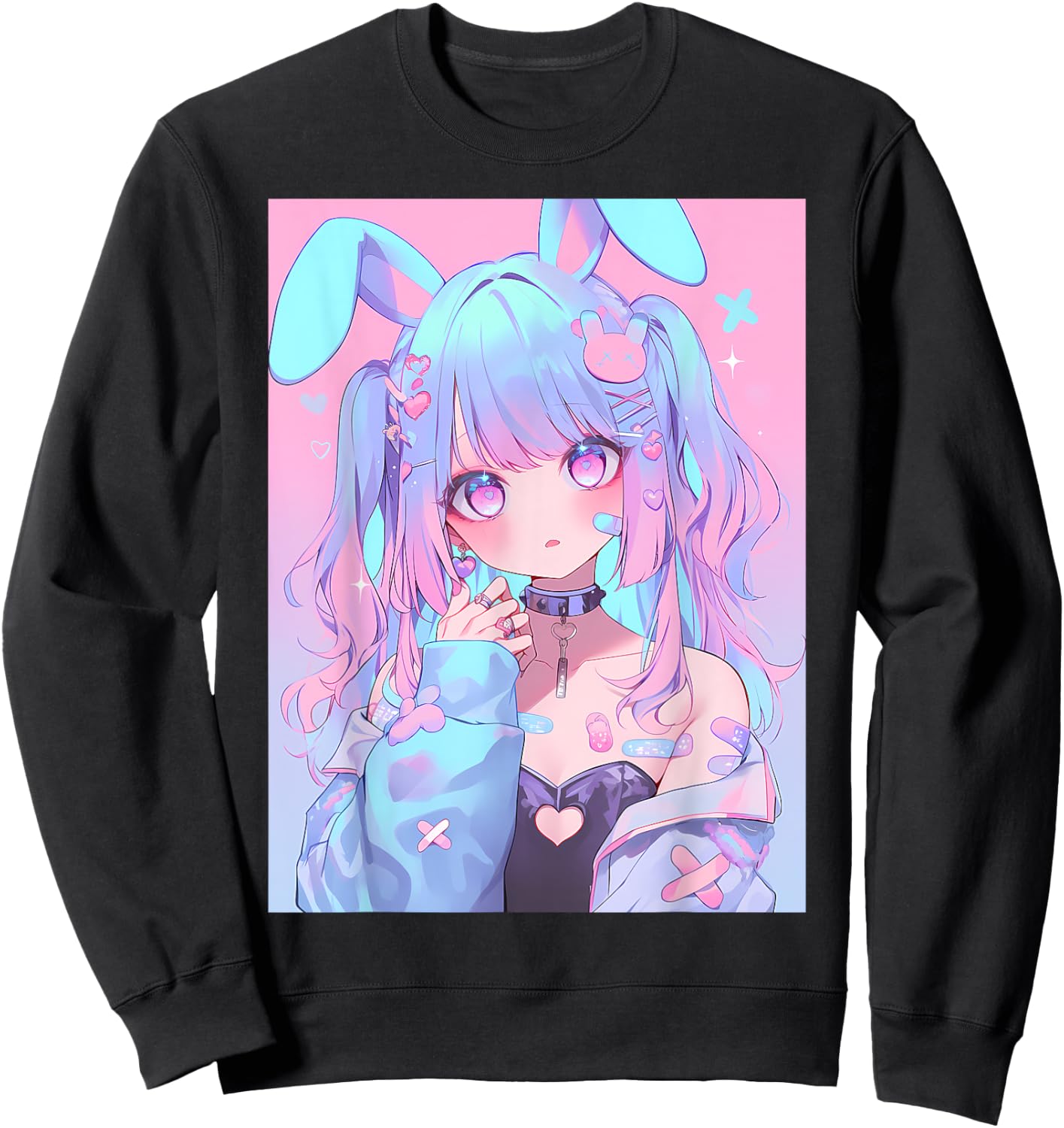 Kawaii Anime Bunny Rabbit Girl Manga Sweatshirt - Sweatshirt | Black