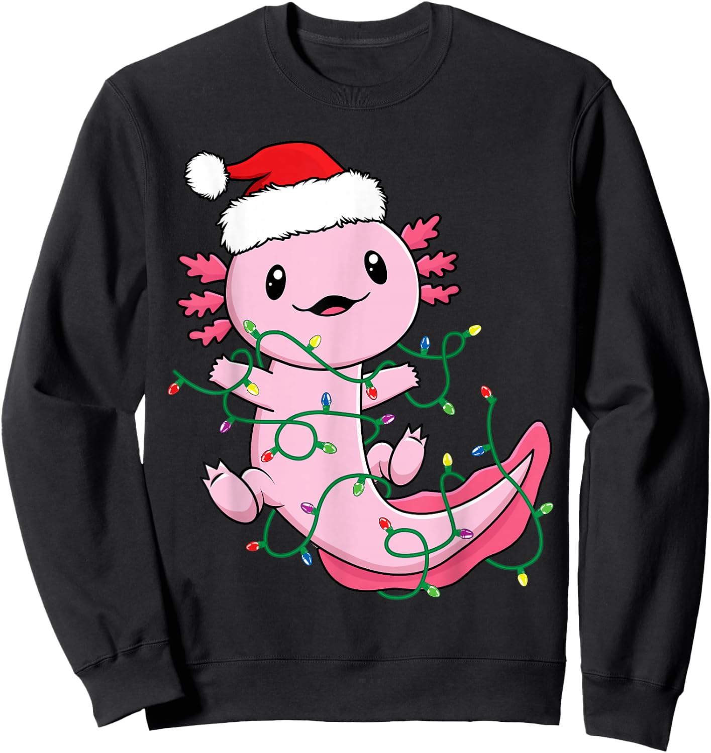 Funny Axolotl Toddler Kids Boys Christmas Xmas Lights Sweatshirt - Sweatshirt | Black