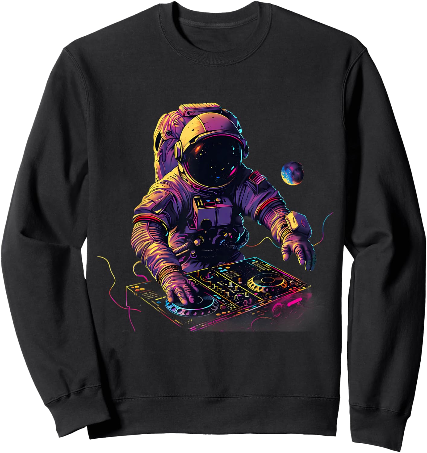 Astronaut DJ Dance Music House Techno Turntable DJ Astronaut Sweatshirt - Sweatshirt | Black