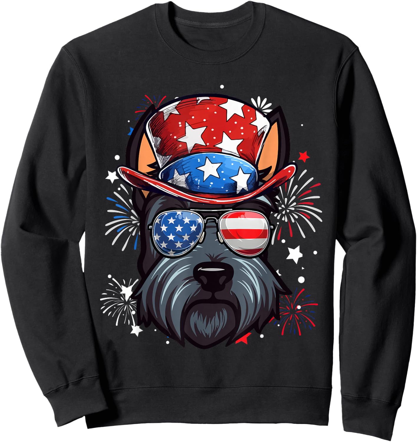 Scottish Terrier Patriotic USA Flag 4th Of July Dog Lover Sweatshirt - Sweatshirt | Black