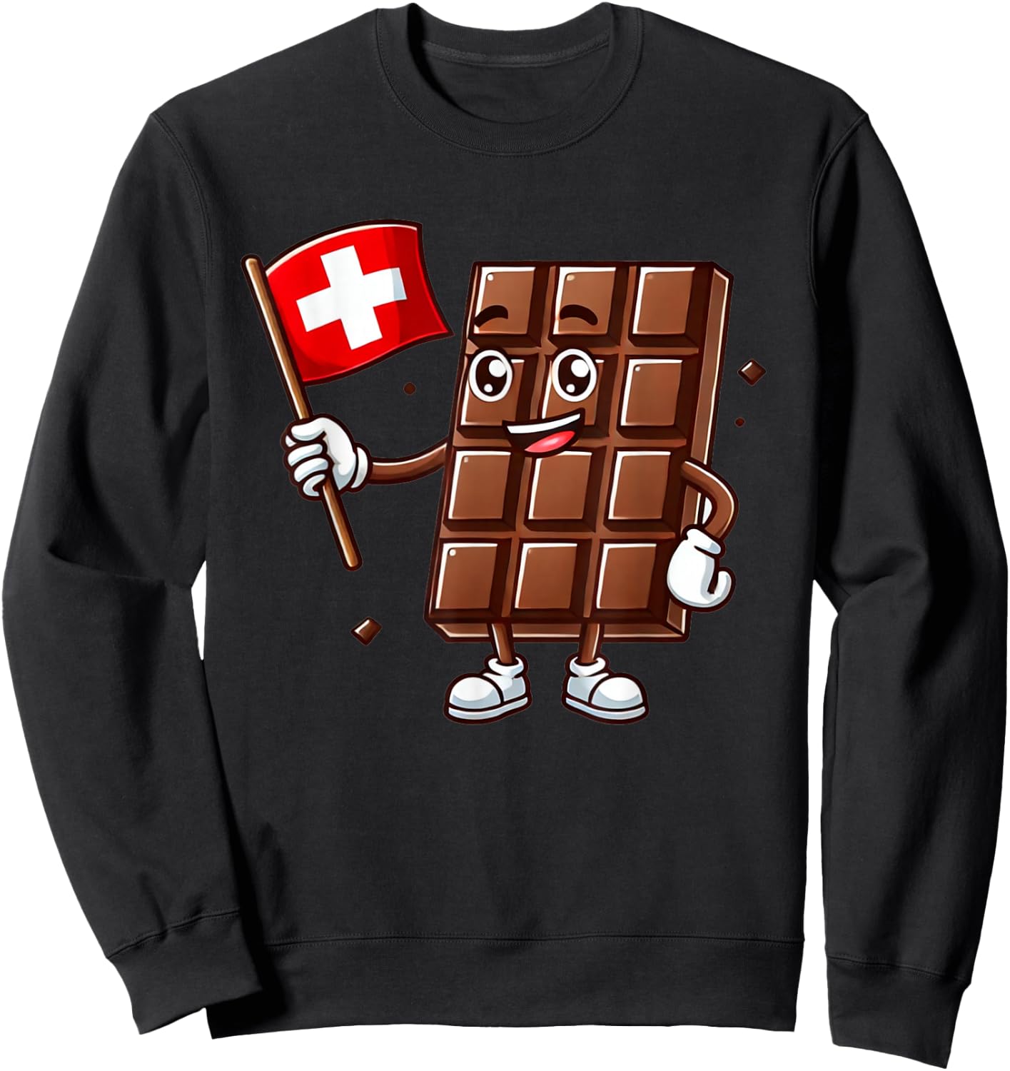 Barre de chocolat mignonne avec drapeau suisse suisse bonbon Sweatshirt - Sweatshirt | Black