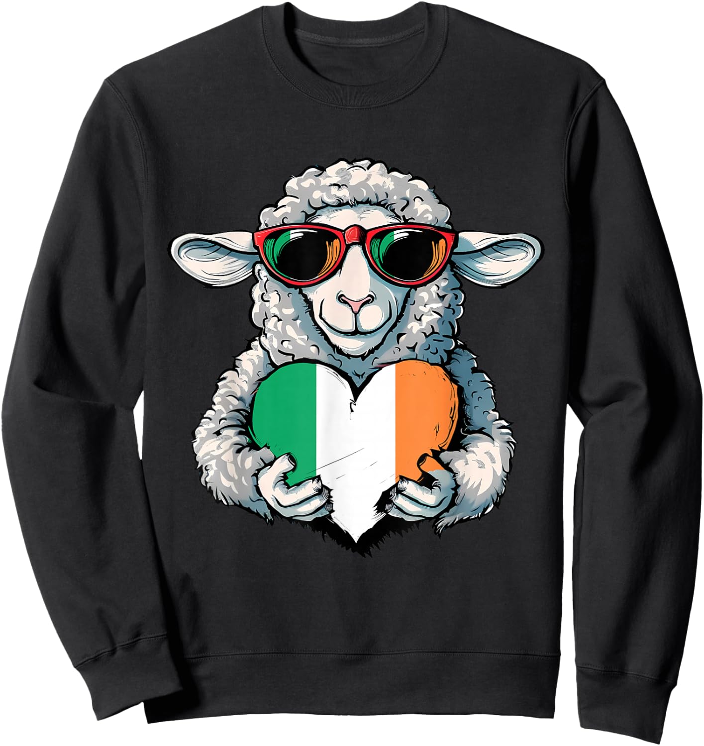Irish Flag Ireland Heart Sheep Irish Roots Irish Pride Sweatshirt - Sweatshirt | Black