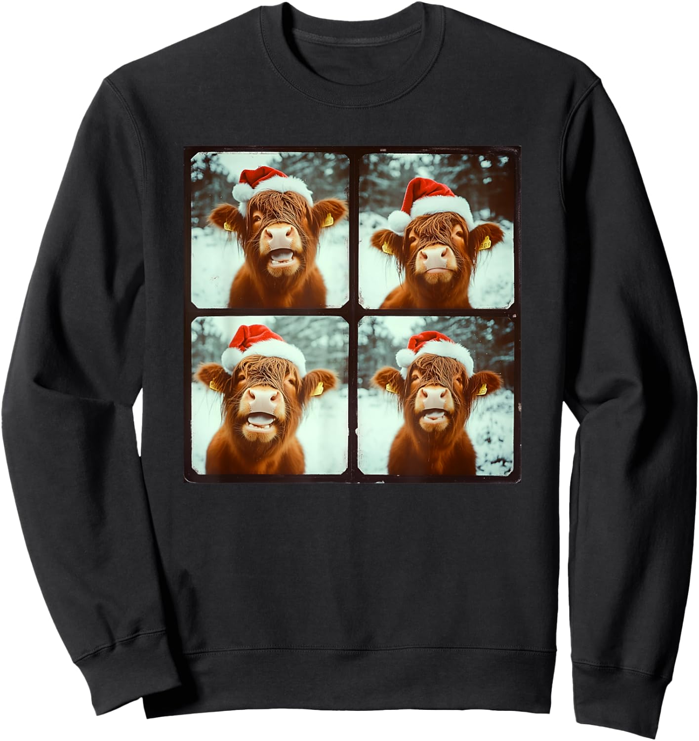 Love Cows Xmas Cow Lover Winter Highland Cow Christmas Sweatshirt - Sweatshirt | Black