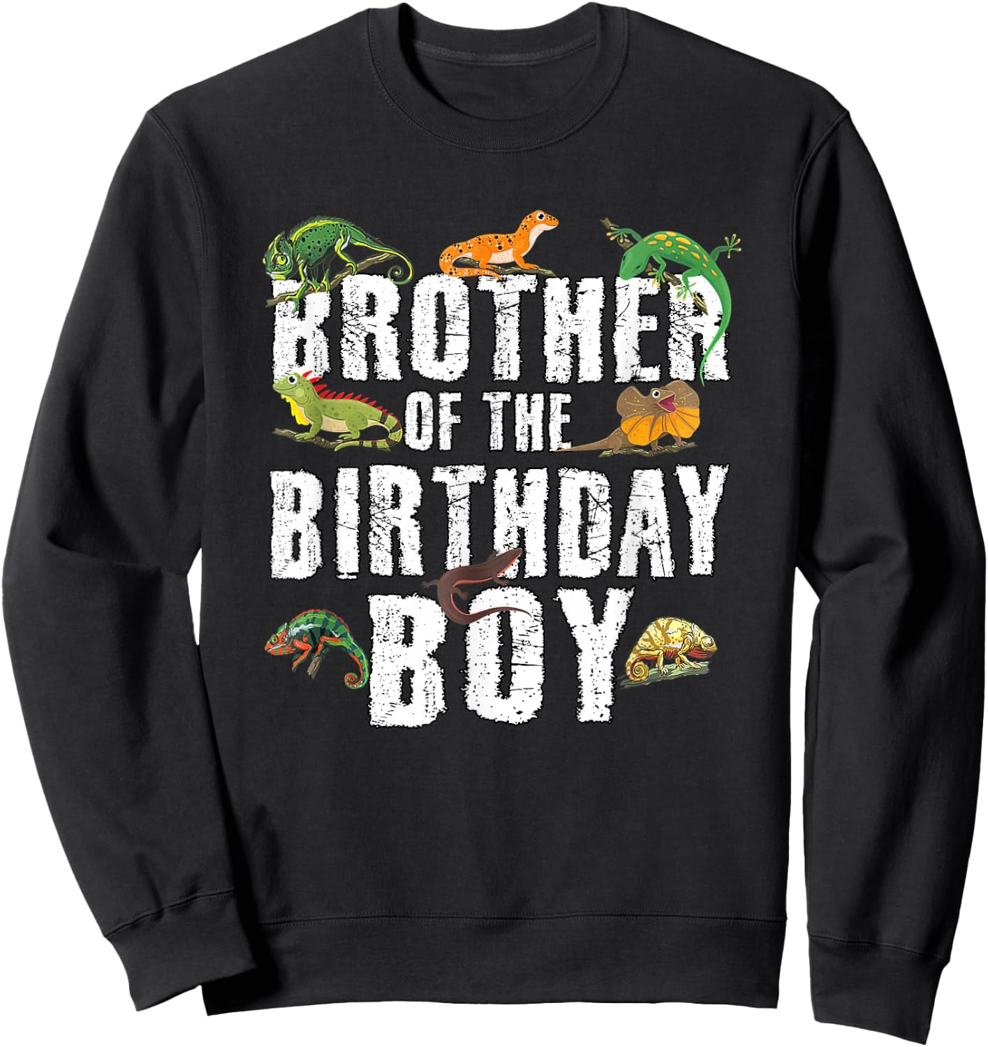 Brother of The Birthday Boy Reptiles Lizard Themed Party Sweatshirt - Sweatshirt | Black