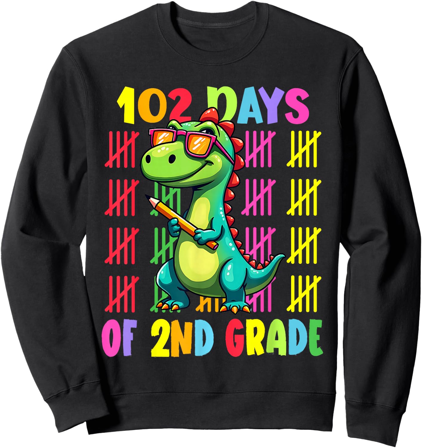 102 Day Of 2nd Grade Dinosaur 102 Days Of Second Grade Sweatshirt - Sweatshirt | Black