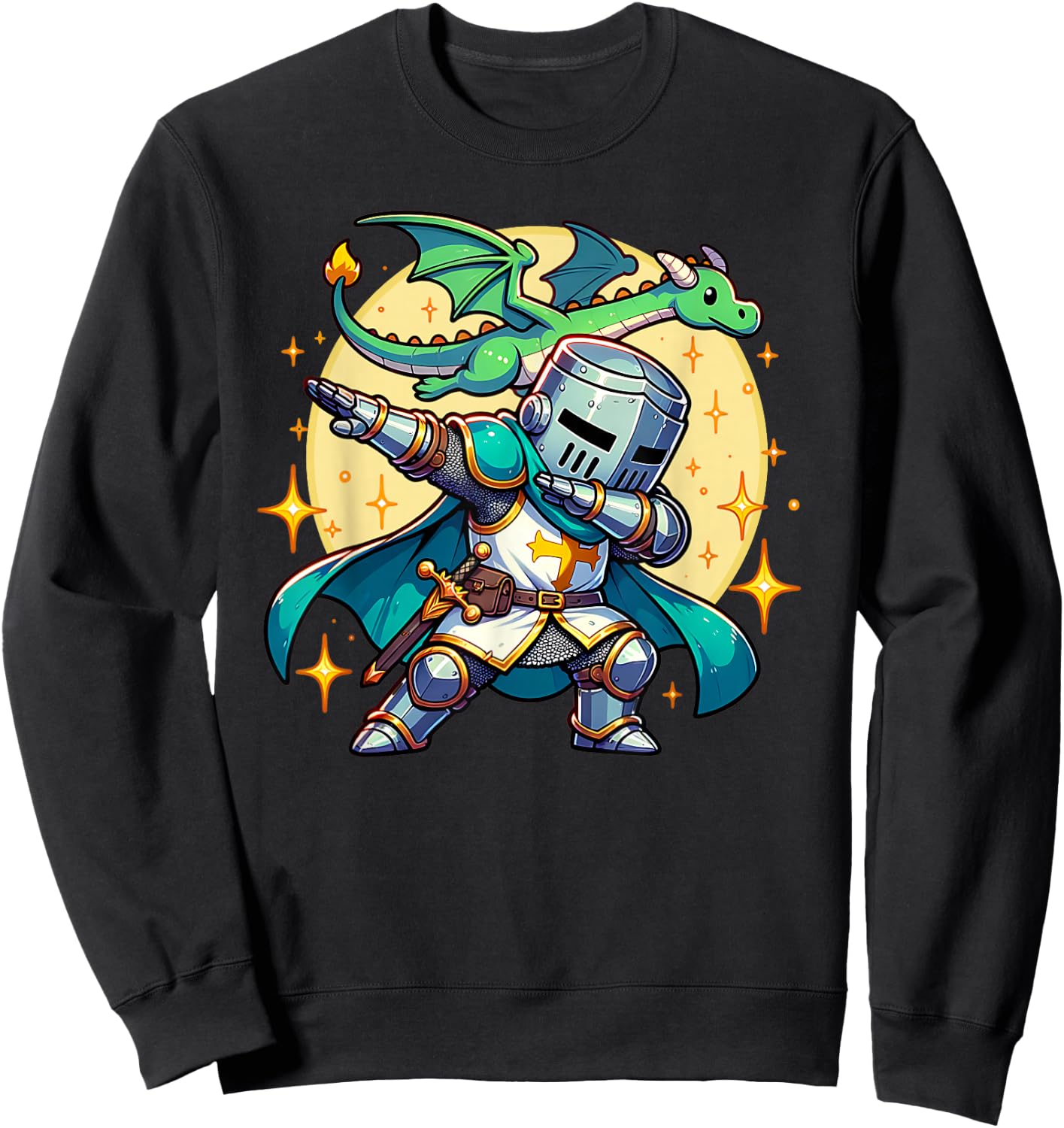 Dabbing Medieval Knight Dragon Funny Renaissance Ren Faire Sweatshirt - Sweatshirt | Black