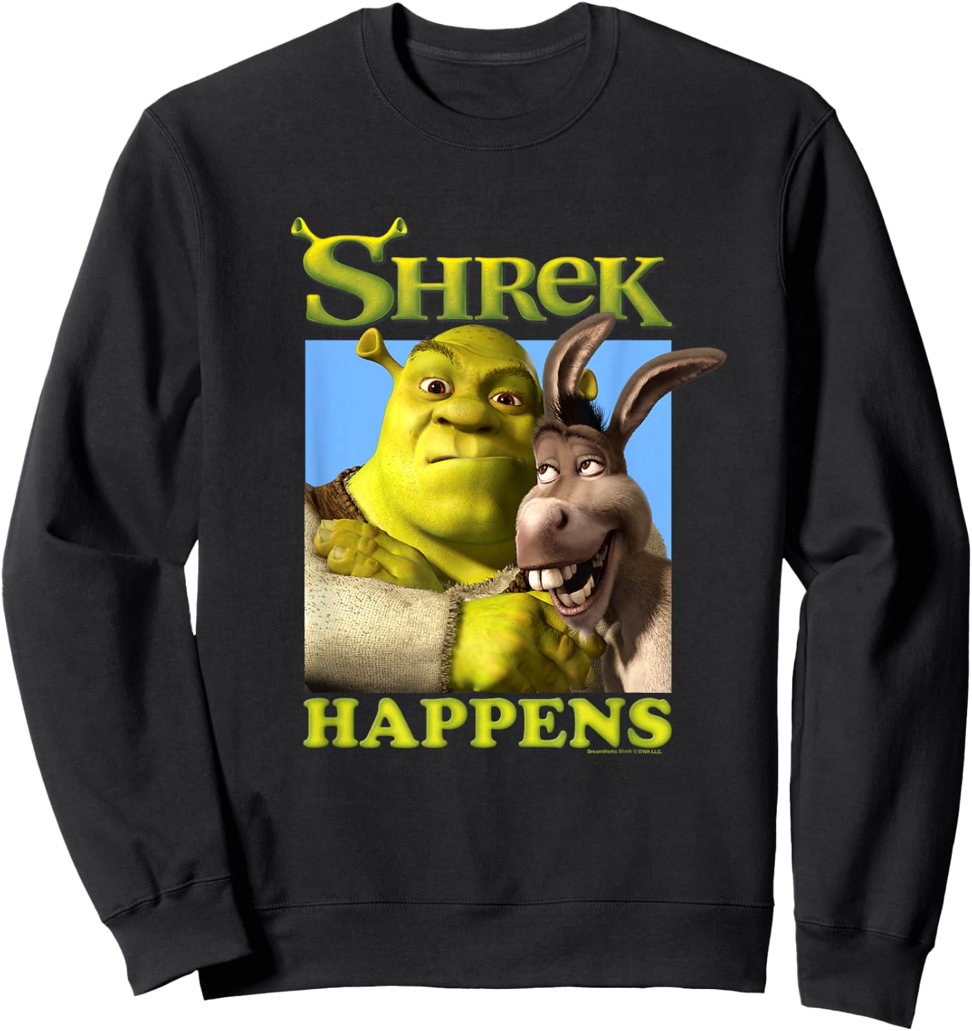 Shrek Happens Donkey Shrek Best Friends Big Chest Poster , black Sweatshirt - Sweatshirt | Black