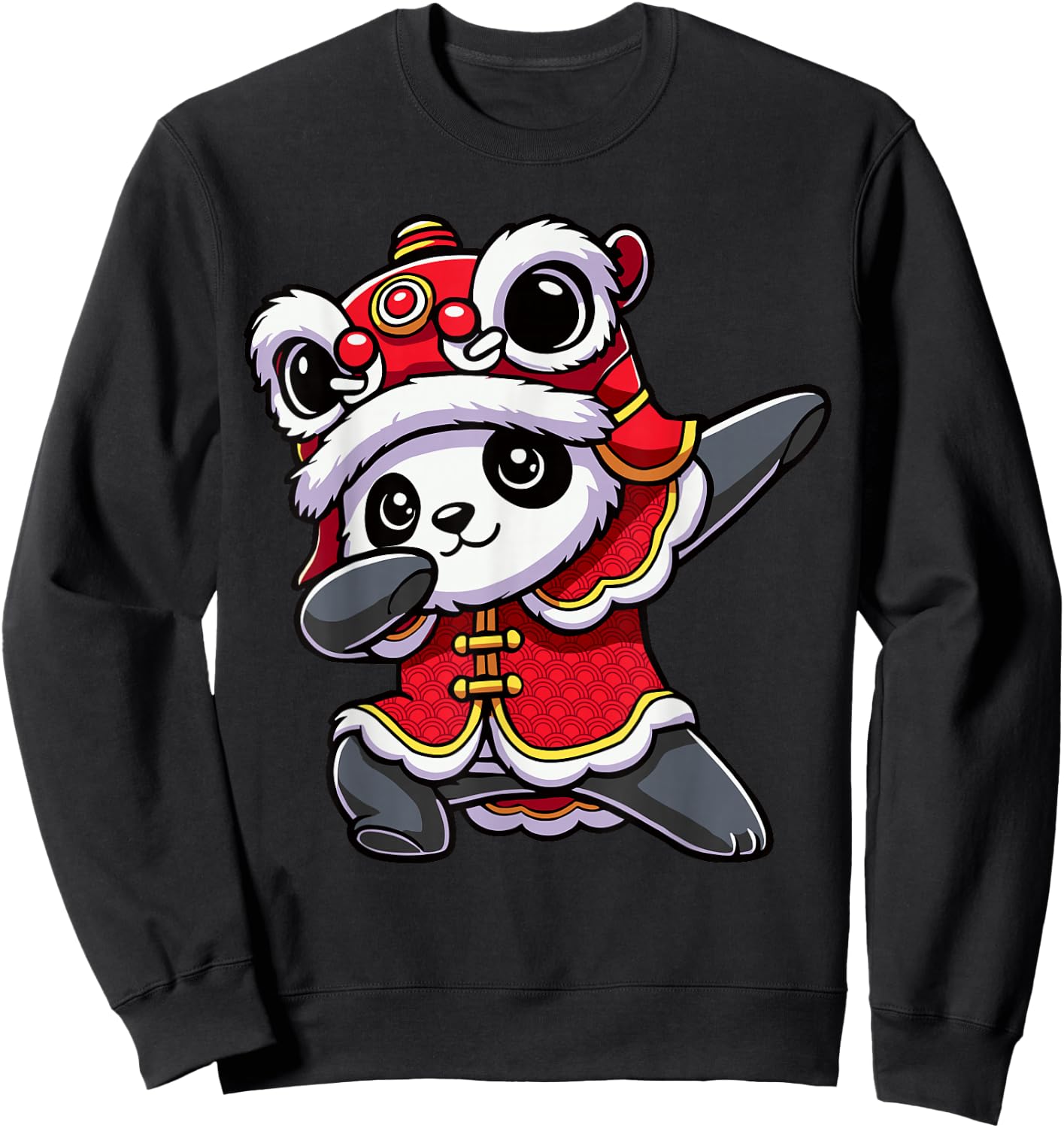 Chinese Lunar New Year 2026 Dabbing Panda Lion Dance Sweatshirt - Sweatshirt | Black