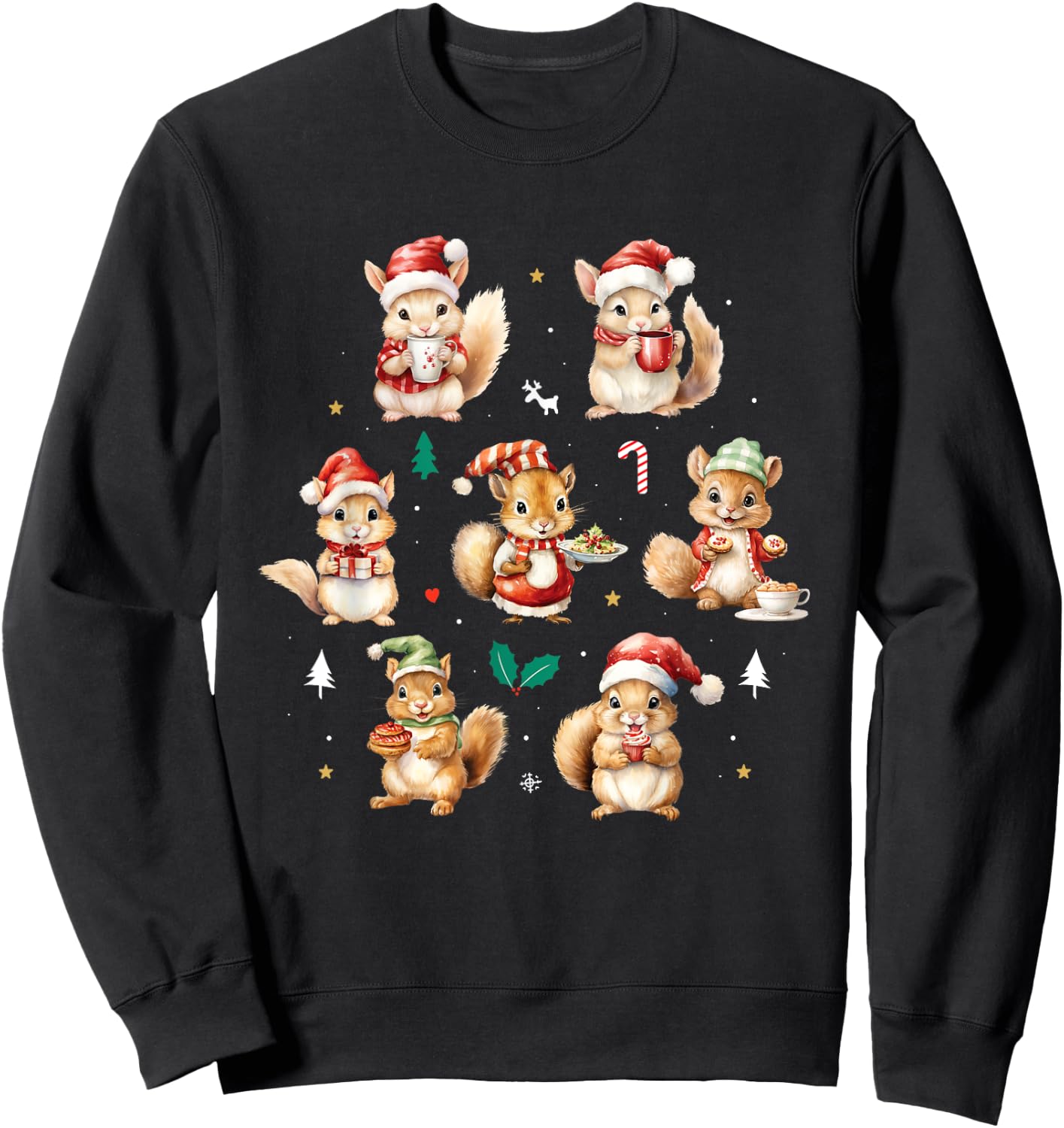 Squirrels Christmas Funny Squirrel Lover Animal Lover Sweatshirt - Sweatshirt | Black