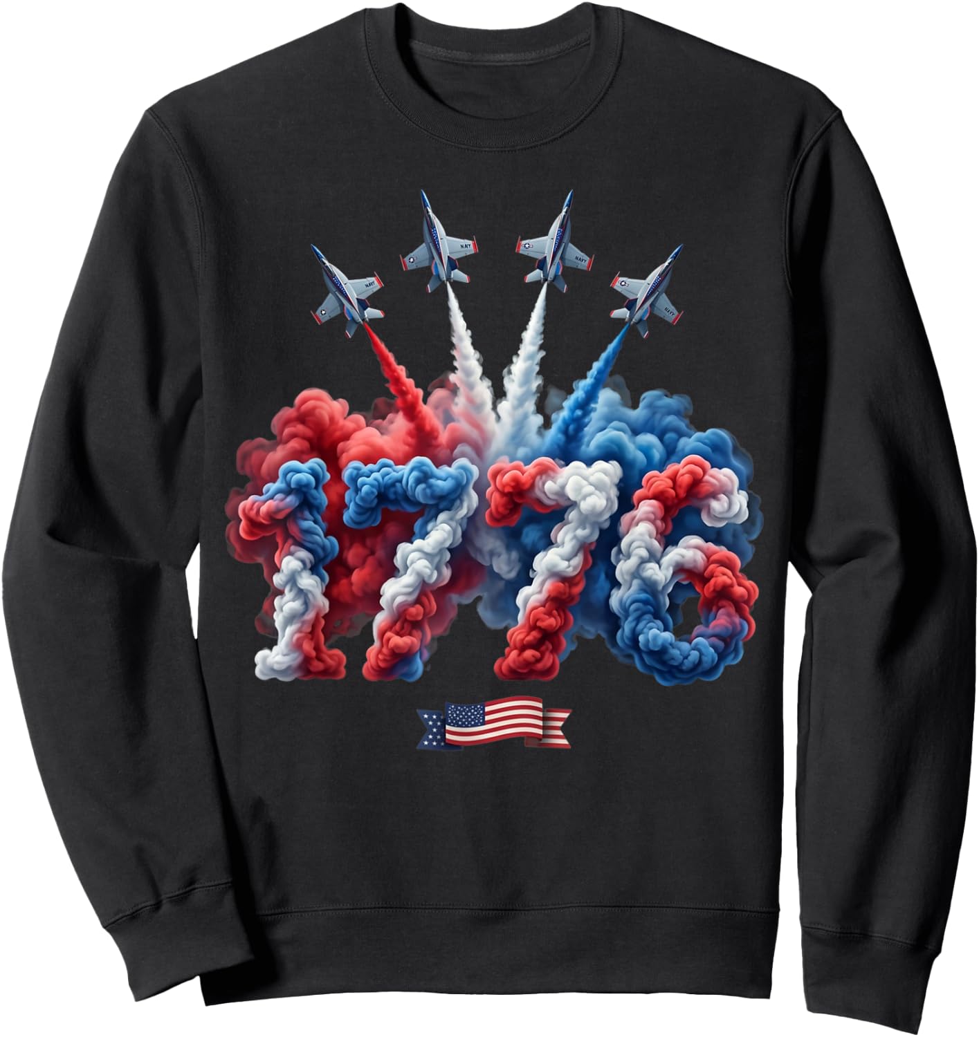 1776 USA Patriotic American 4th of July Men Women Sweatshirt - Sweatshirt | Black