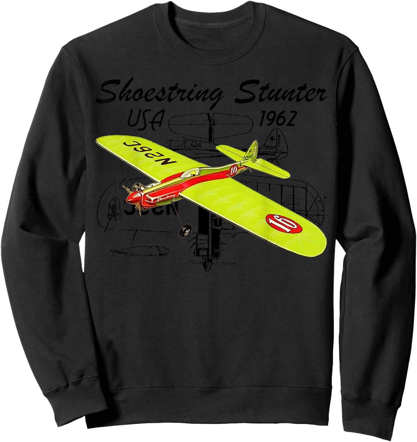 Shoestring Stunter Control Line RC Model Airplane Sweatshirt - Sweatshirt | Black
