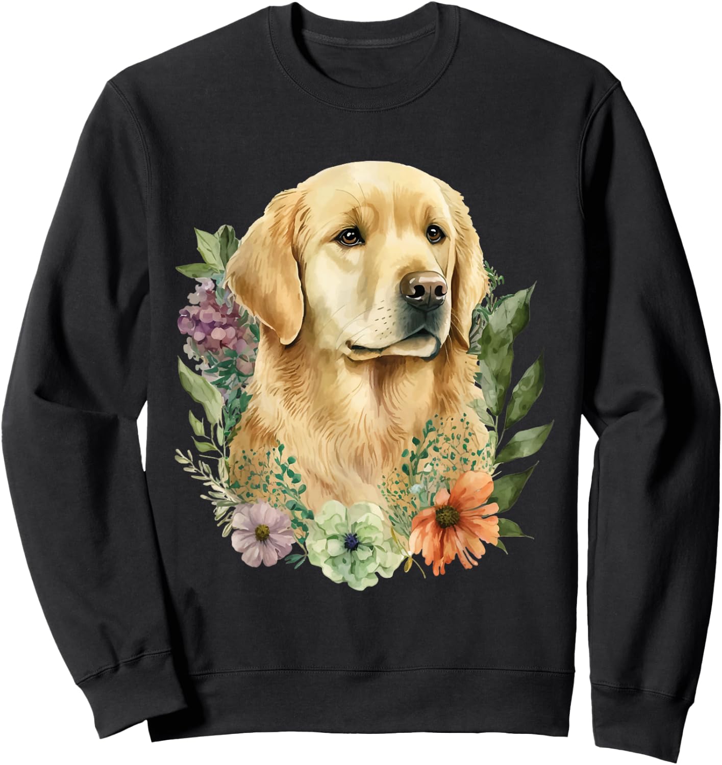 Spring Flower Golden Retriever - Canine Lover Dog Owner Men Women Girls Kids Sweatshirt - Sweatshirt | Black