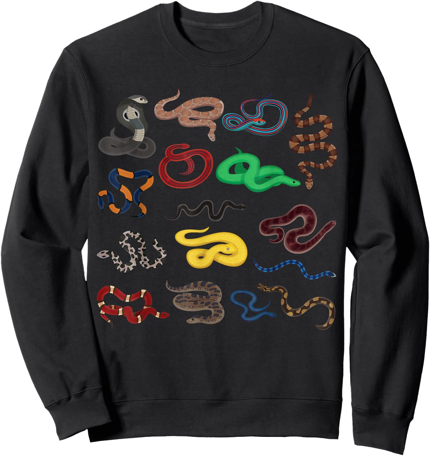 Types Of Snakes Herpetologist Kids Boys Girls Educational Sweatshirt - Sweatshirt | Black
