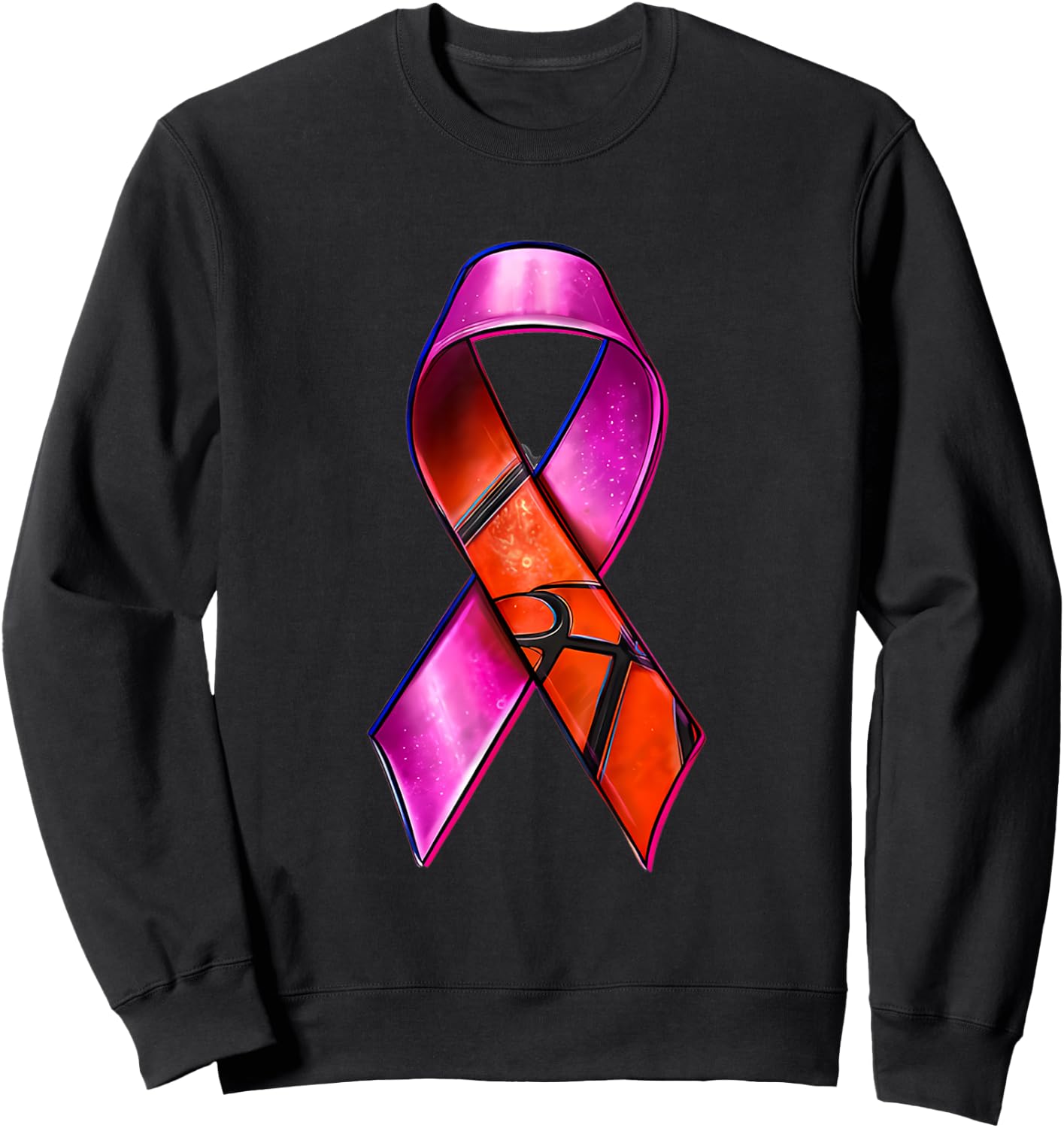 Basketball Pink Ribbon Breast Cancer Awareness Supporter Sweatshirt - Sweatshirt | Black