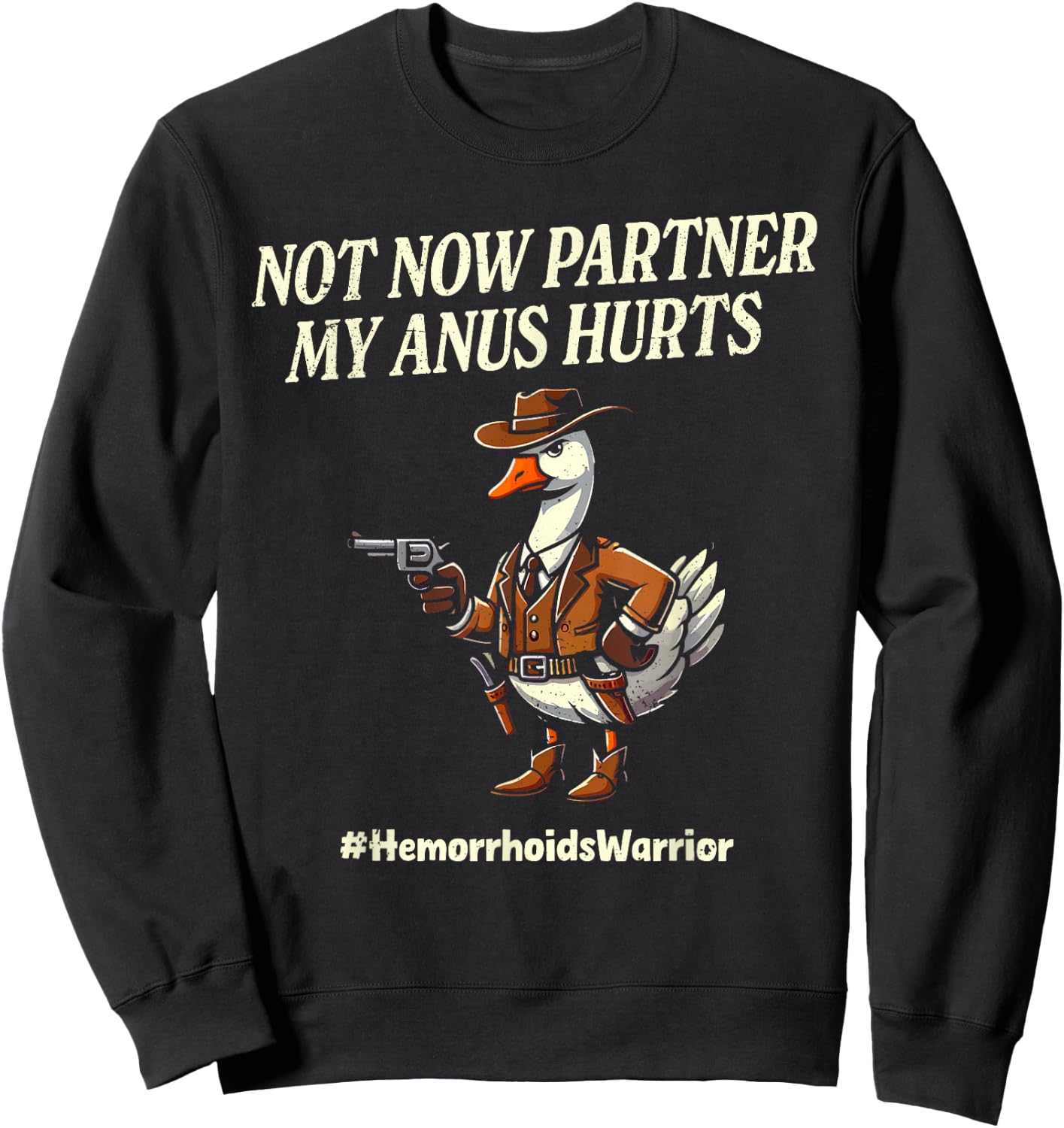 Funny Hemorrhoid Survivor Hemorrhoid Conqueror Sweatshirt - Sweatshirt | Black