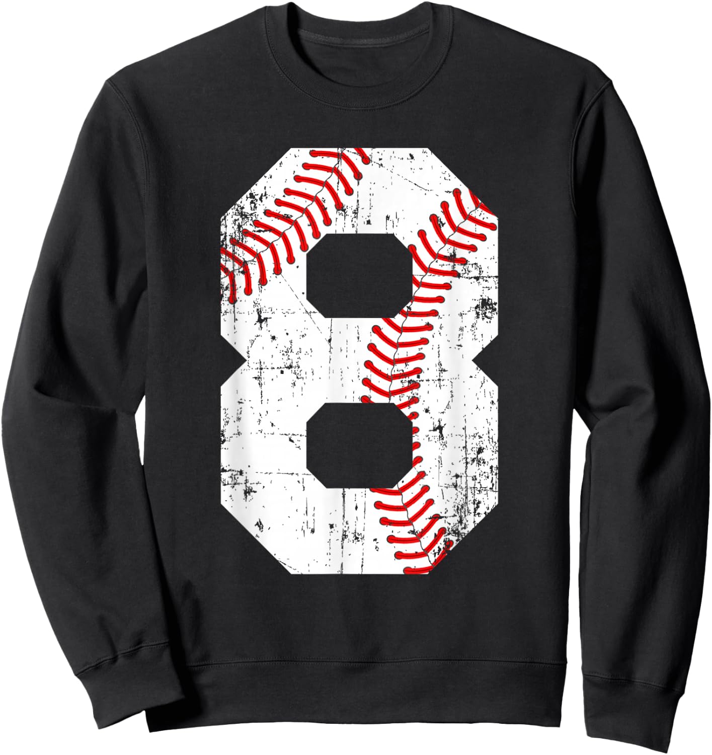 Vintage Baseball 8 Jersey Number Sweatshirt - Sweatshirt | Black