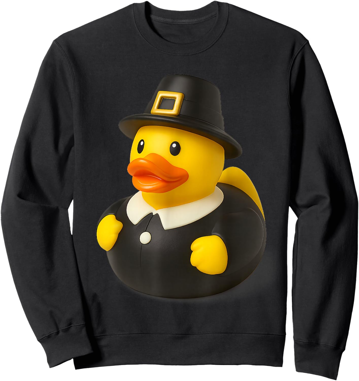 Rubber Duck Pilgrim Thanksgiving Ducky Men Women Kids Sweatshirt - Sweatshirt | Black