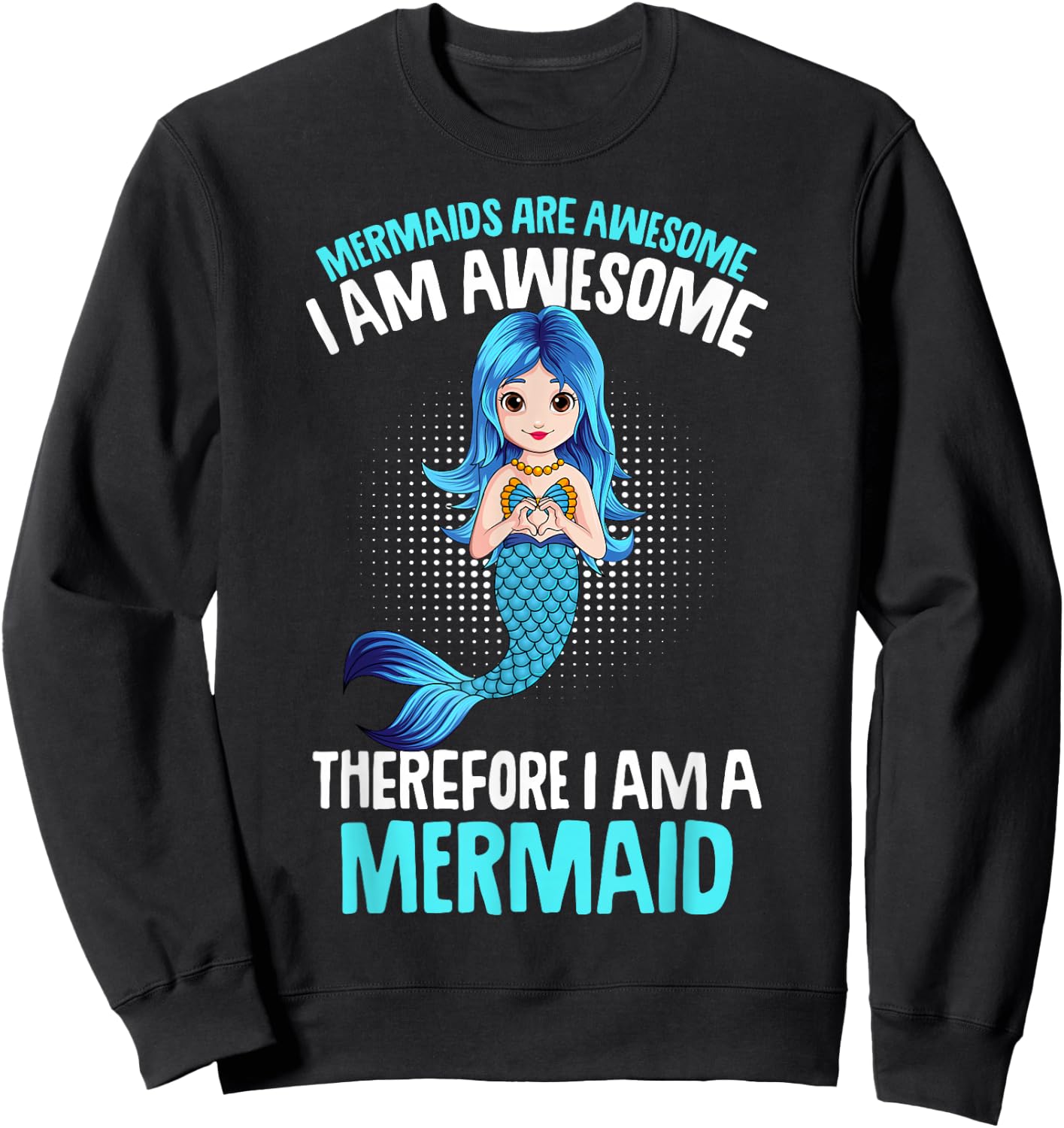 Mermaid Girls Women Kids Sweatshirt - Sweatshirt | Black