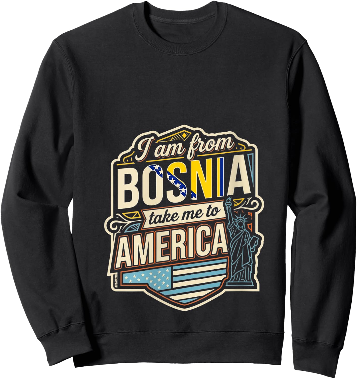 Women's I Am from Bosnia Take Me to America V-Neck Sweatshirt - Sweatshirt | Black