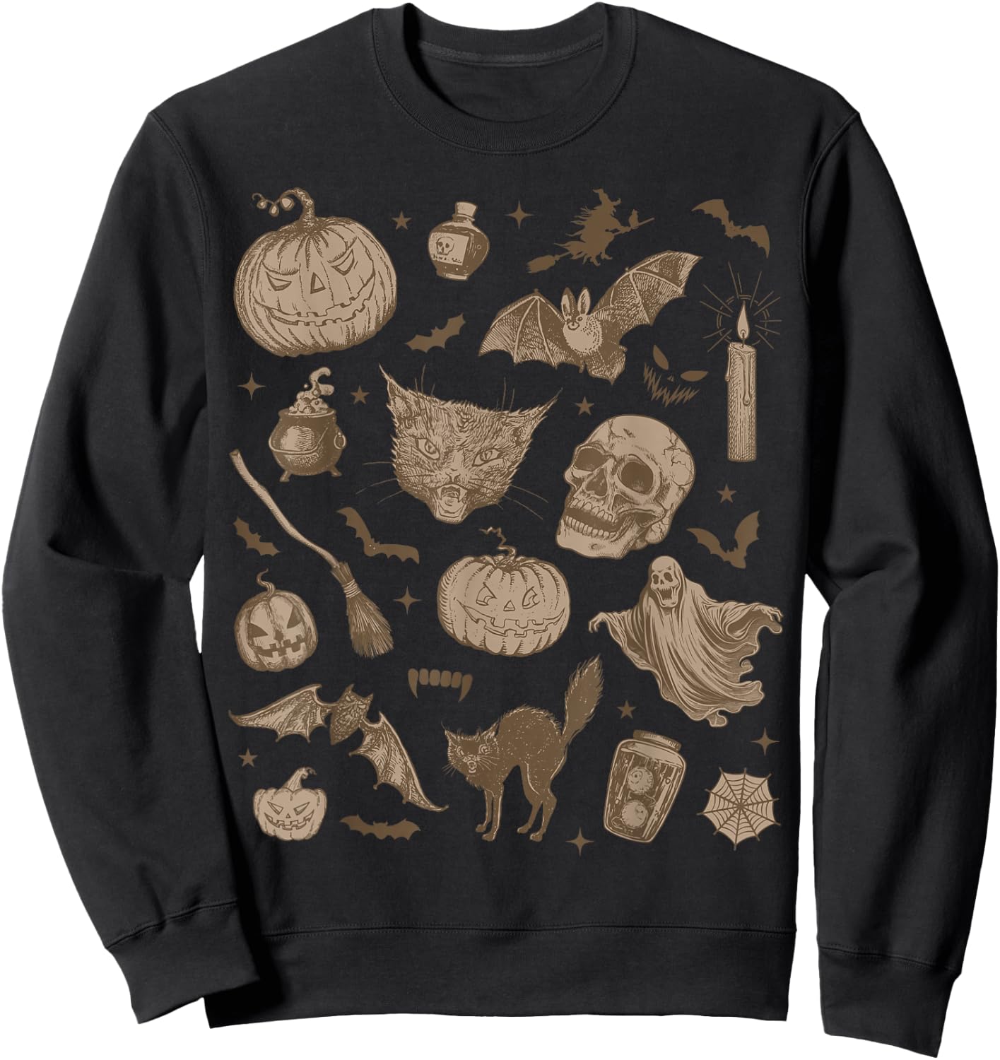 Halloween Vintage 90s Aesthetic Cute Witchy Retro Graphic Sweatshirt - Sweatshirt | Black