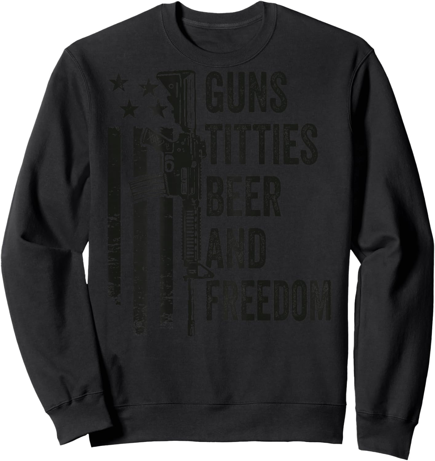 Guns Titties Beer & Freedom - Camo Guns Drinking (ON Back) Sweatshirt - Sweatshirt | Black