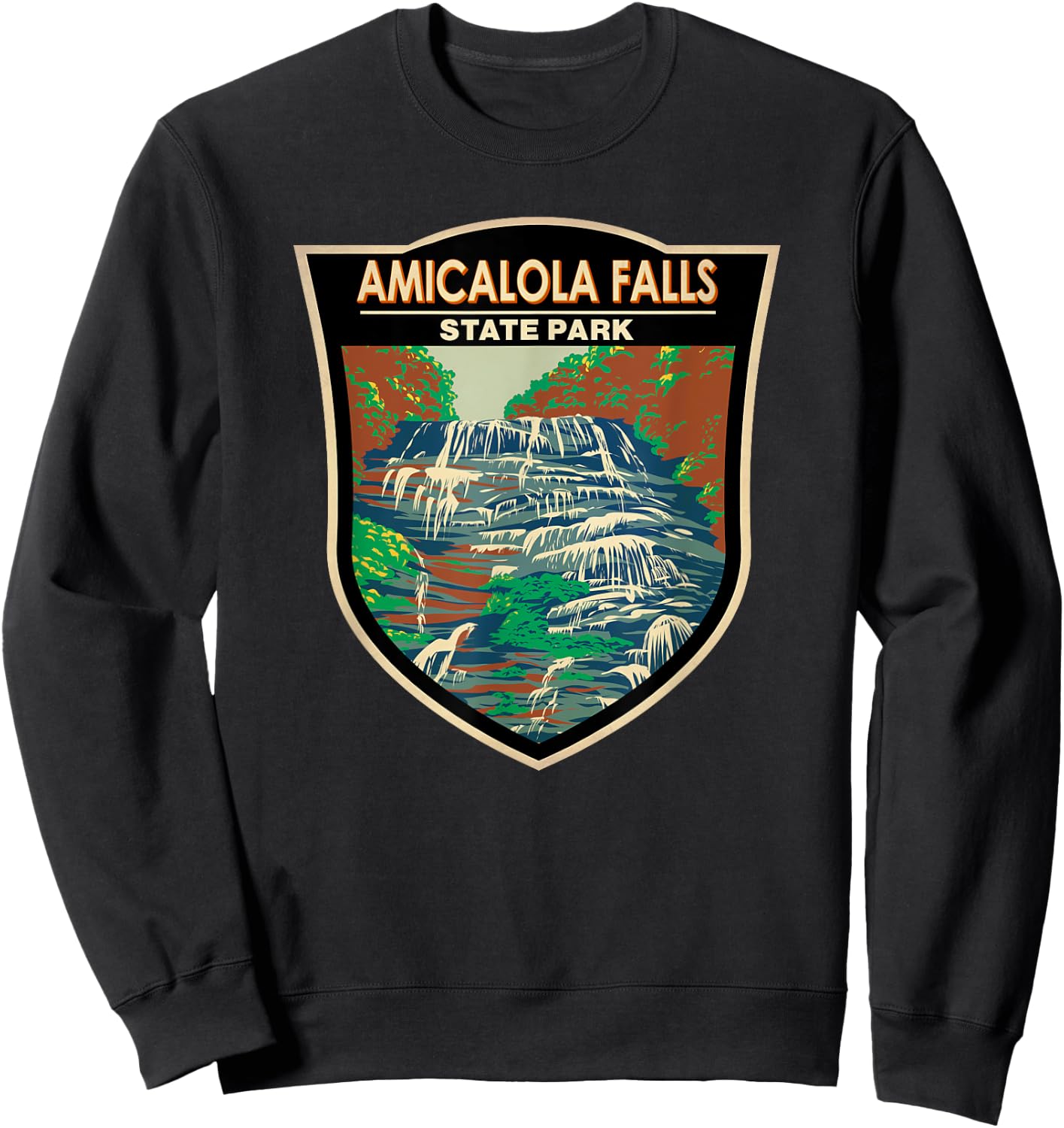 Amicalola Falls State Park Georgia Badge Vintage Sweatshirt - Sweatshirt | Black