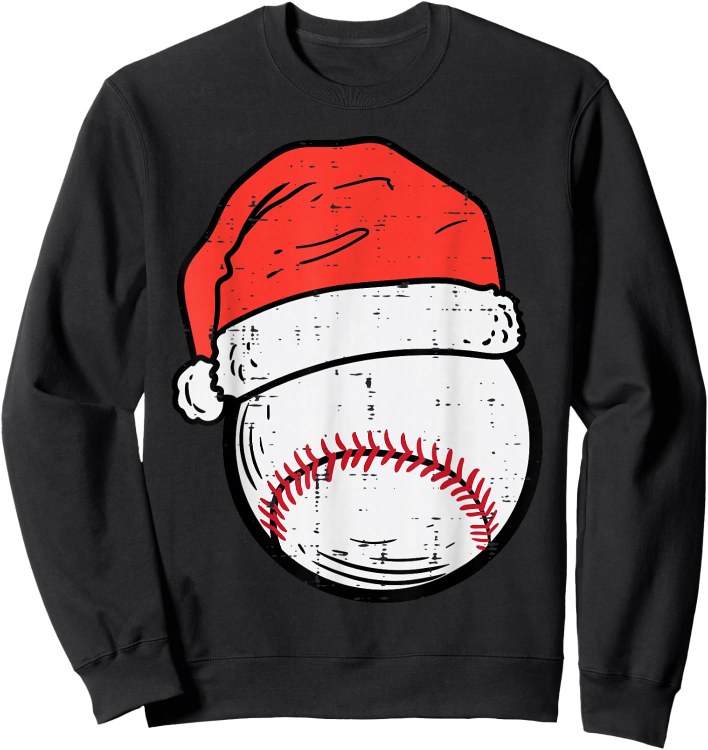 Baseball Santa Hat Sports Christmas Xmas Boys Men Sweatshirt - Sweatshirt | Black