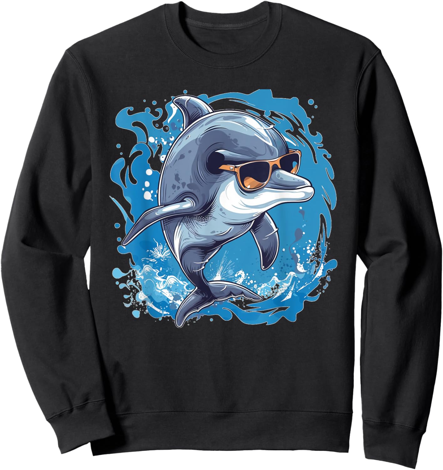 Nice Dolphin with awesome Sunglasses Outfit Sweatshirt - Sweatshirt | Black