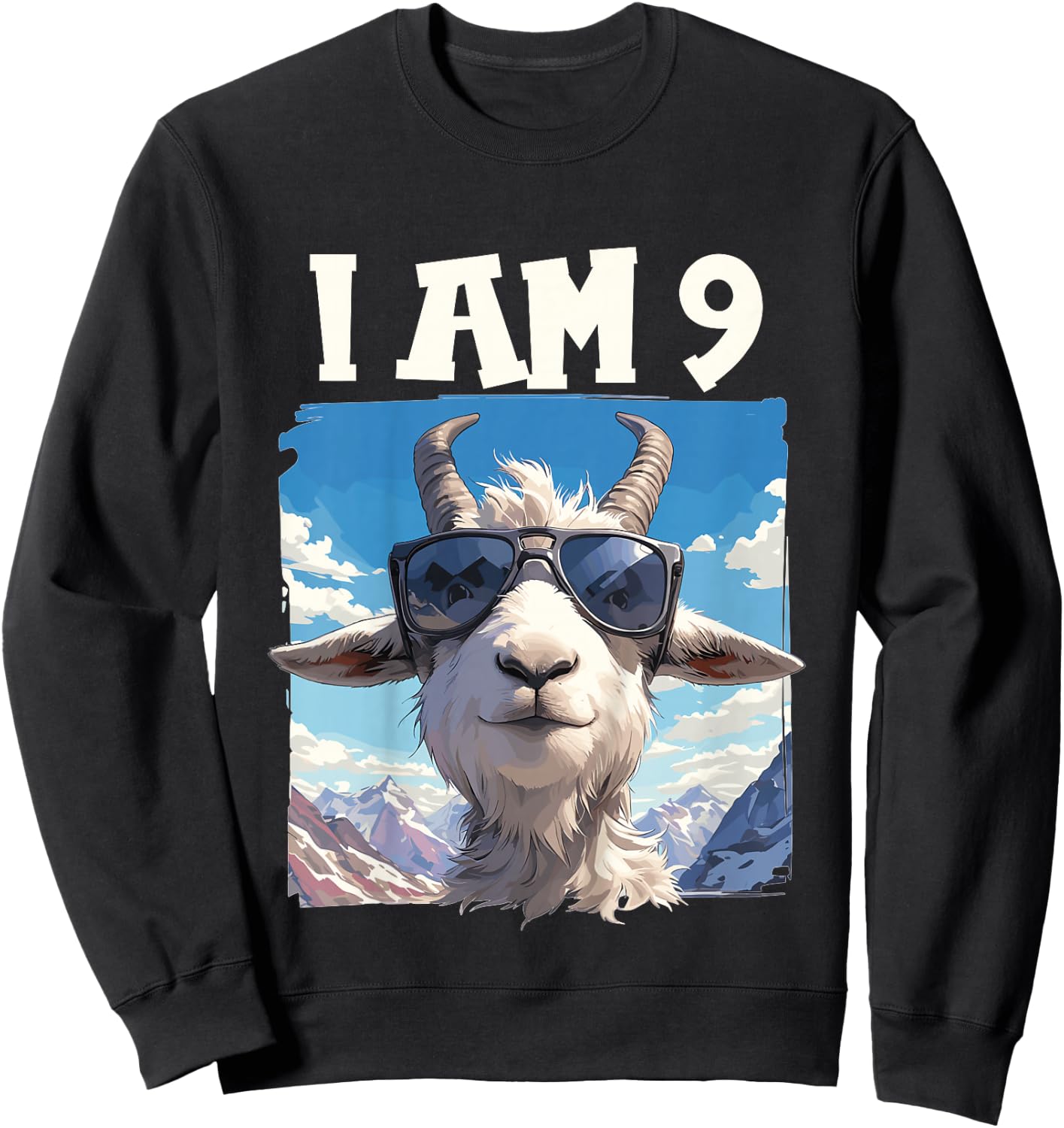 9 Years old 9 birthday Goats Boy Girl Goat Sweatshirt - Sweatshirt | Black