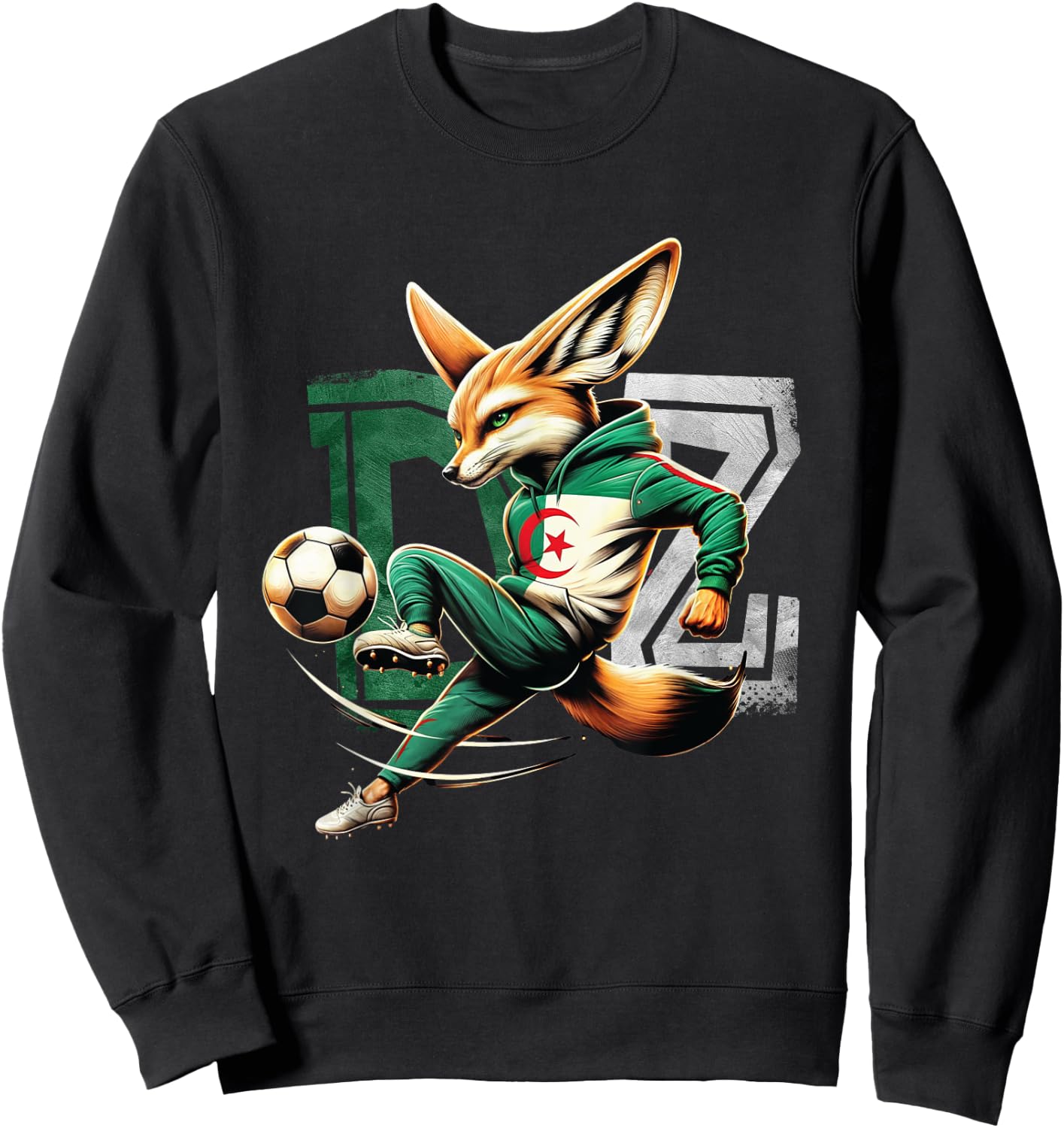 Fennec Algerian Flag Football Gift Jersey Dz , Black, S Sweatshirt - Sweatshirt | Black