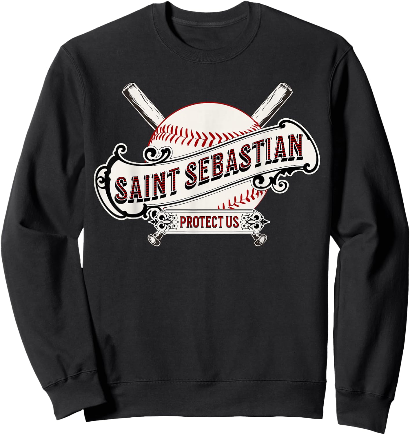 St Sebastian Patron Saint of Baseball Prayer Sports Athletes Sweatshirt - Sweatshirt | Black