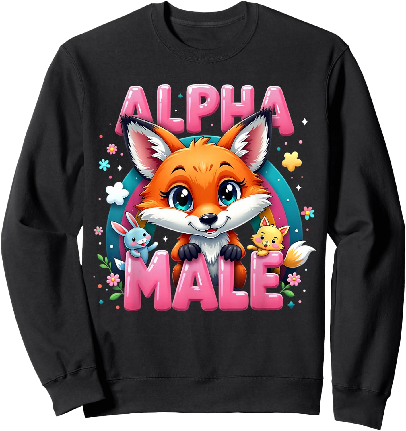 Fox Alpha Cute Foxes Meme Male Humor or Women Sweatshirt - Sweatshirt | Black