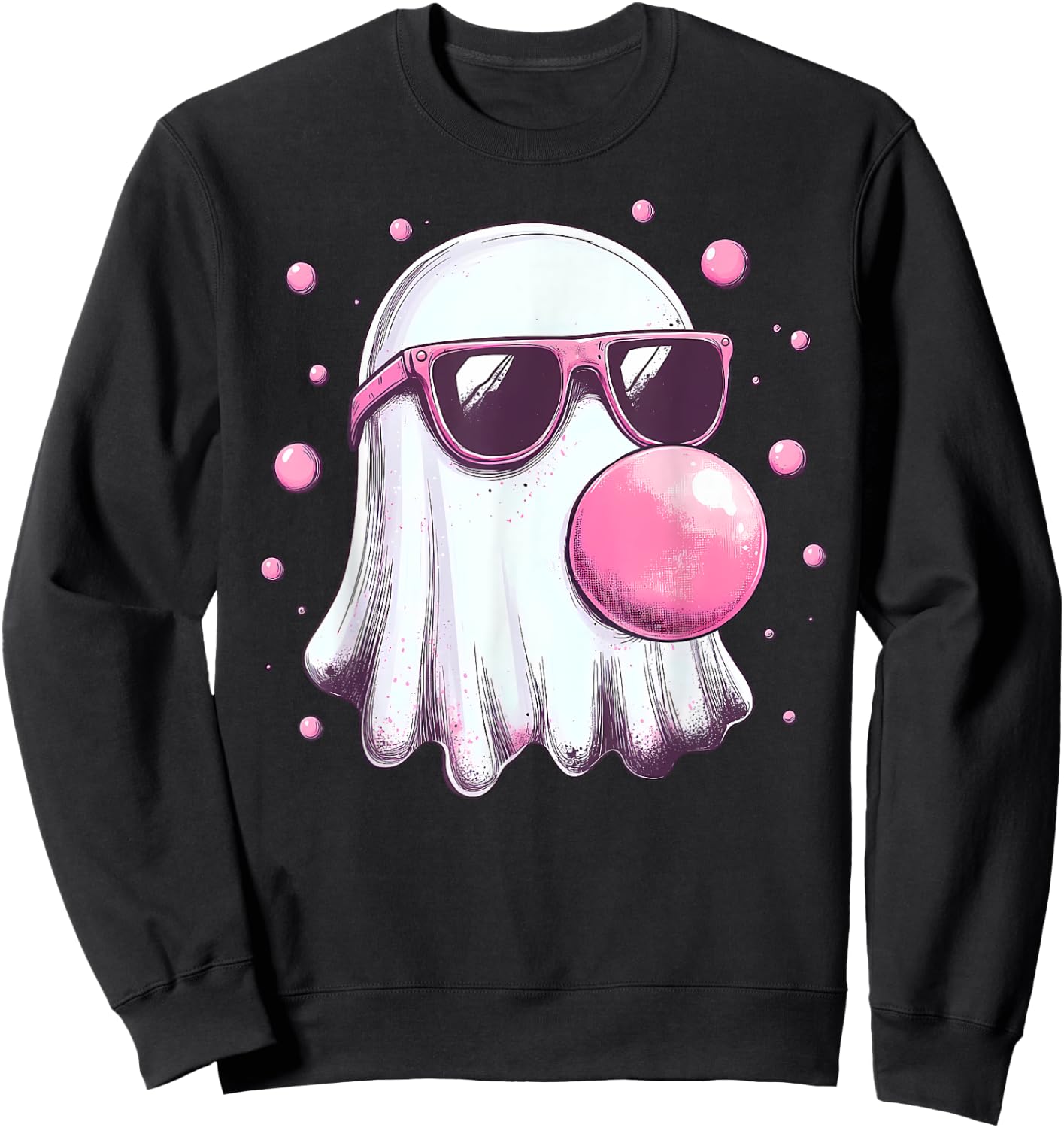 Cute Pink Ghost Bubble Gum Halloween Costume Women Kids Sweatshirt - Sweatshirt | Black
