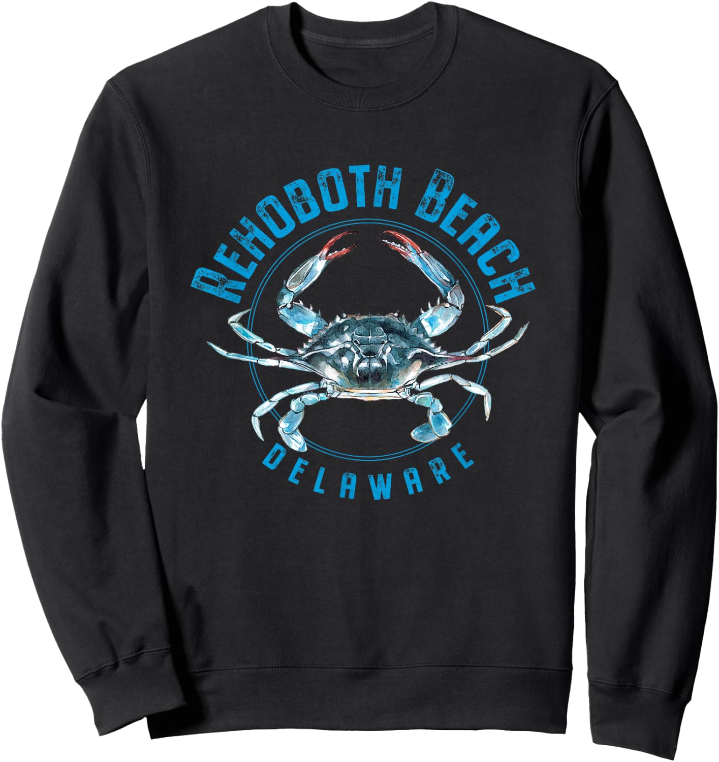 Rehoboth Beach Delaware Blue Crab Design Sweatshirt - Sweatshirt | Black