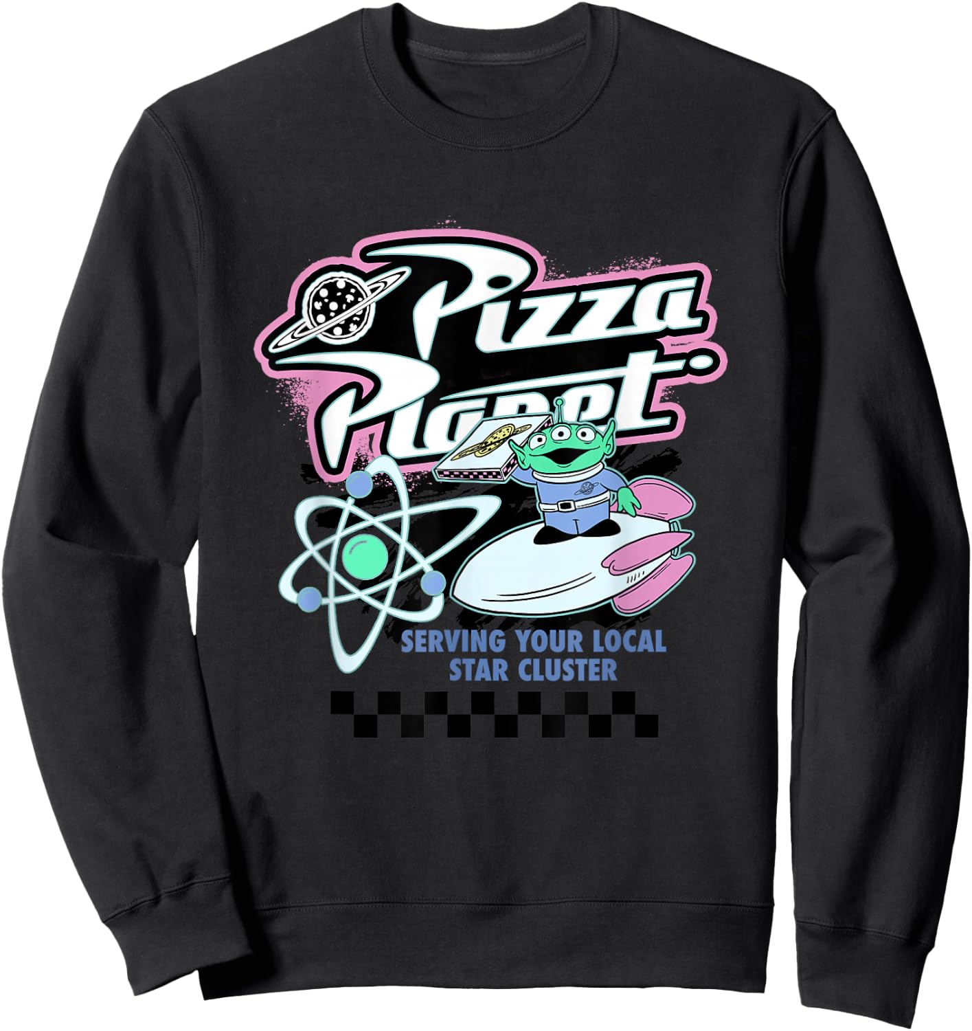 Disney Pixar Toy Story Pizza Planet Retro Neon Retro Poster Sweatshirt - Sweatshirt | Black