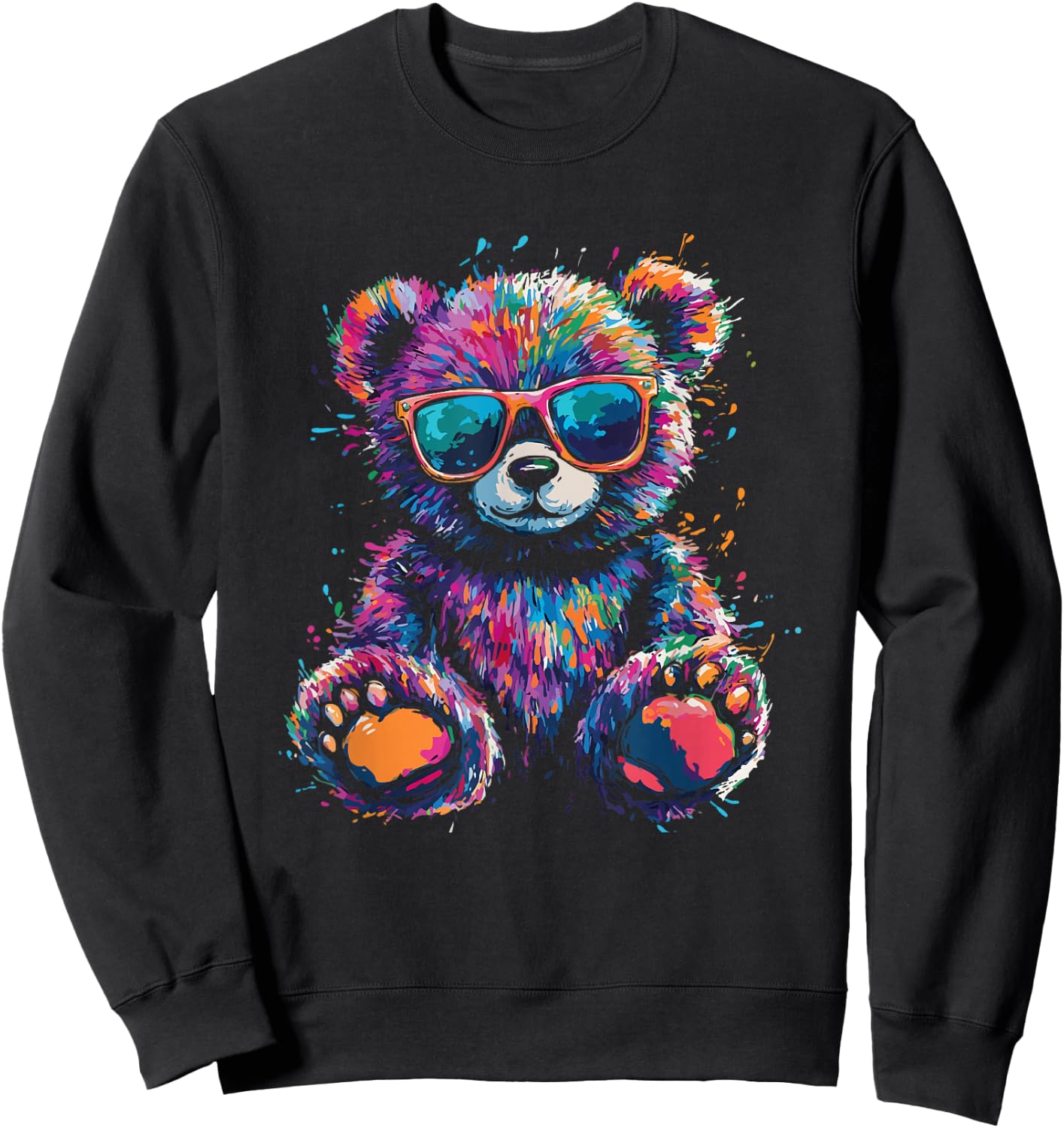 Cool Colourful Bear with Sunglasses Sweatshirt - Sweatshirt | Black