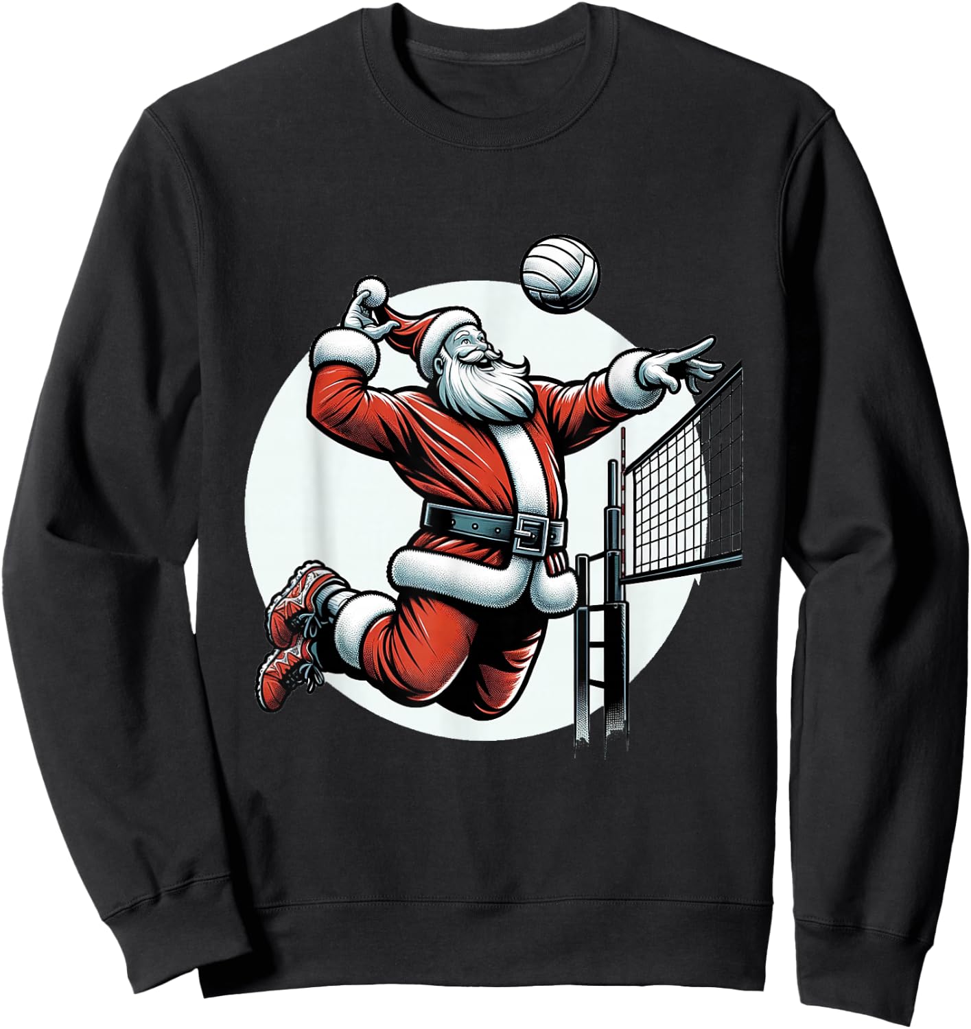 Volleybal Santa Claus Playing Volleybal Spiking Over The Net Sweatshirt - Sweatshirt | Black