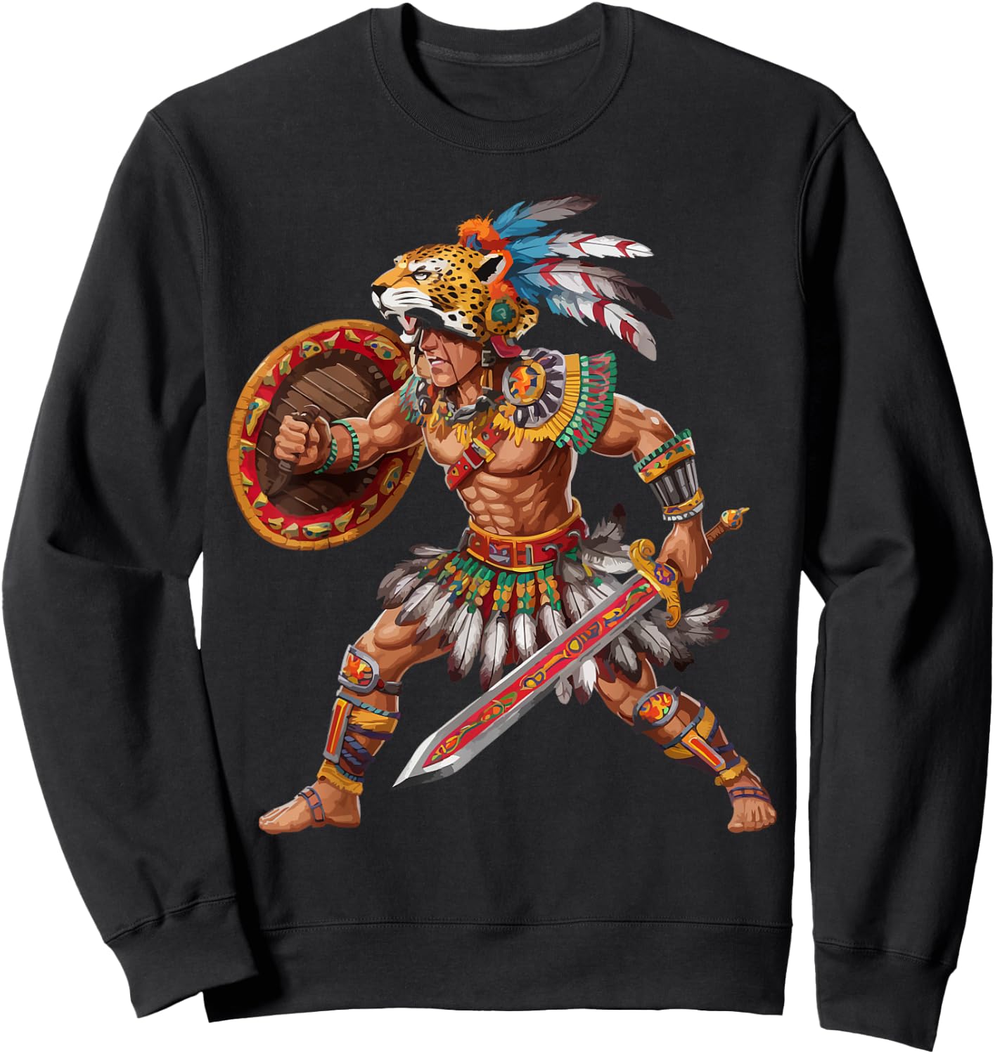 Aztec Jaguar Warrior Aztec Culture Mayan Indigenous Sweatshirt - Sweatshirt | Black