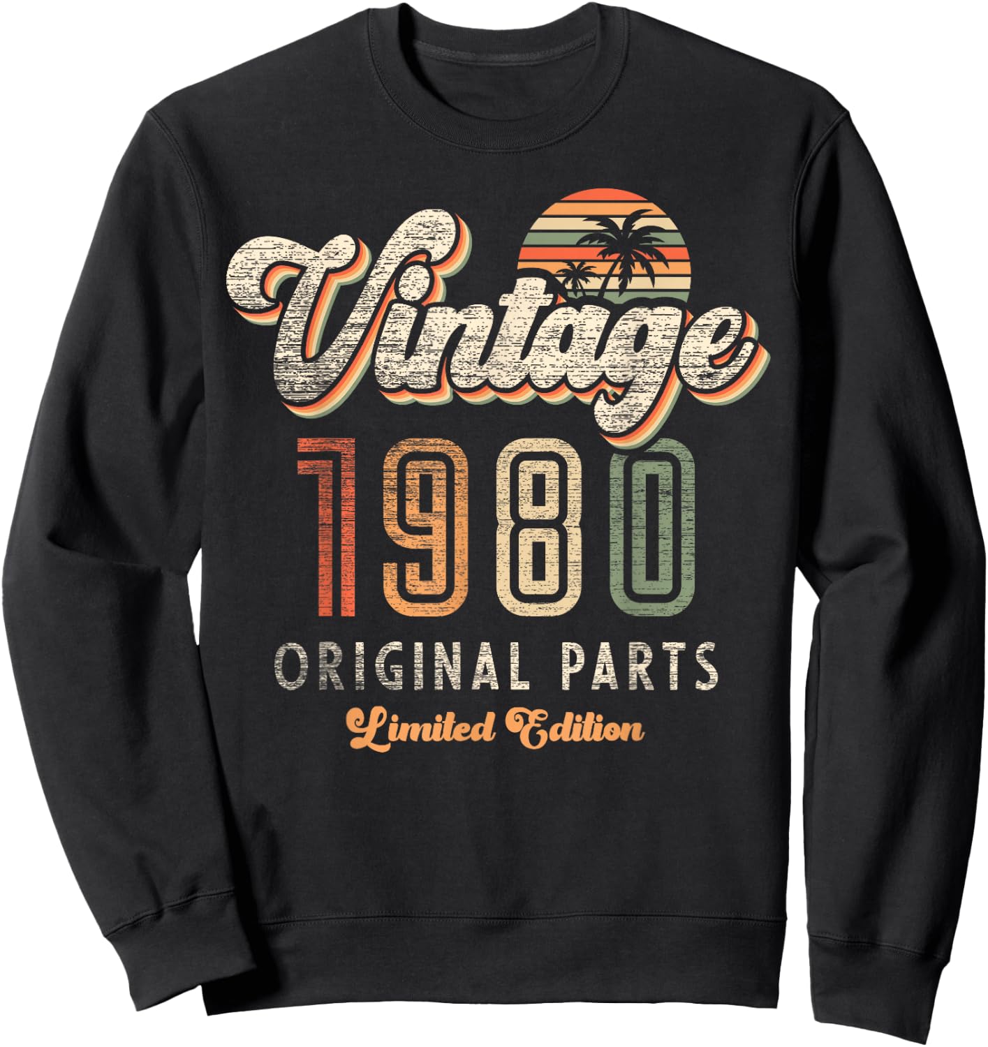 Vintage 1980 Limited Edition 45th Anniversary Palm Retro Sweatshirt - Sweatshirt | Black