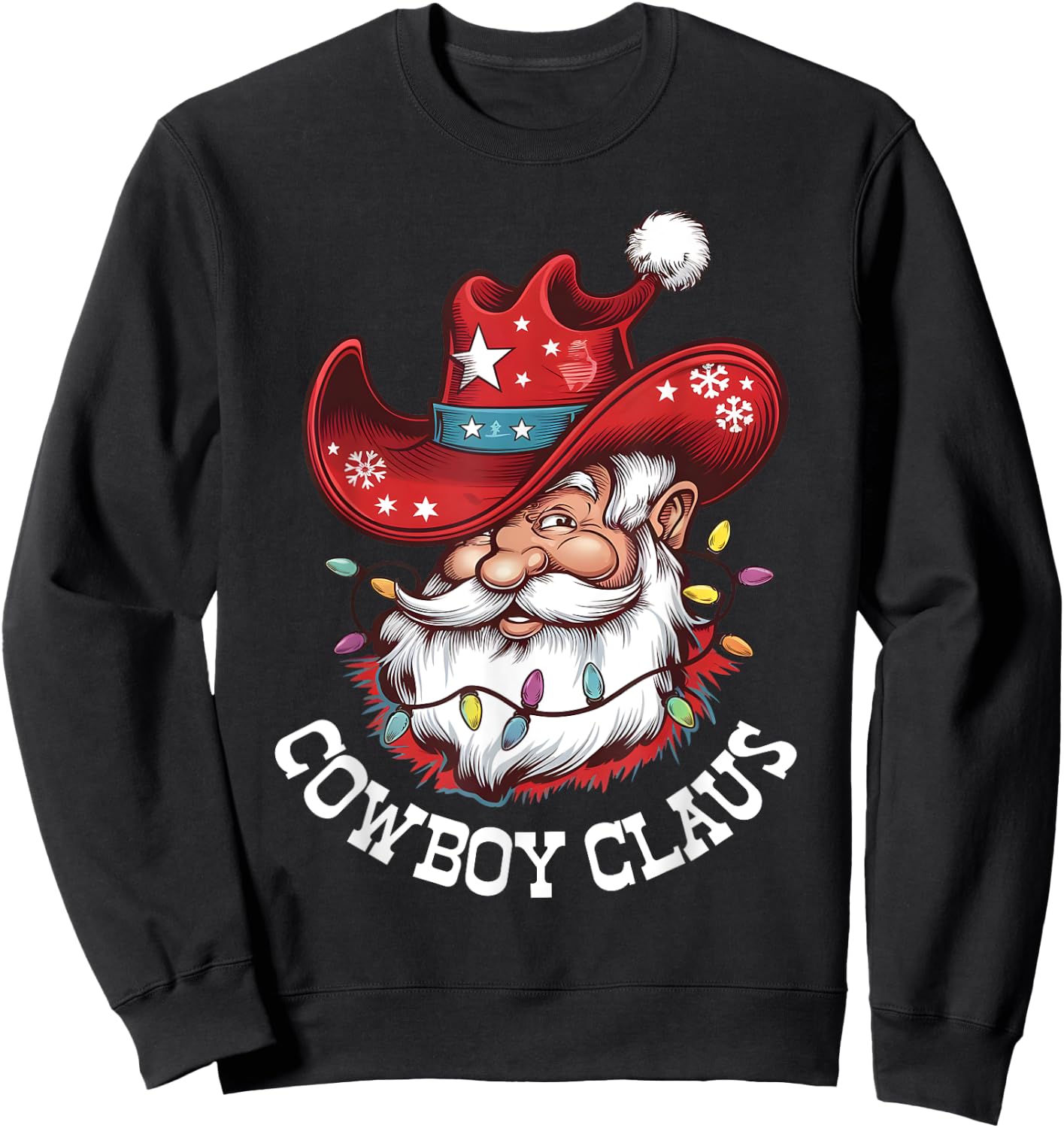 Cowboy Claus Cowboy Santa Hat Xmas Christmas Western Style Sweatshirt - Sweatshirt | Black