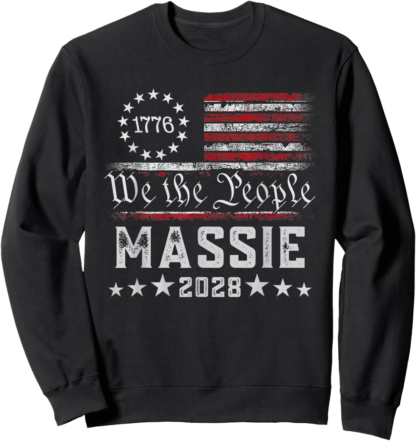 Massie 2028 for President Thomas Massie 2028 Us Flag Vintage Sweatshirt - Sweatshirt | Black