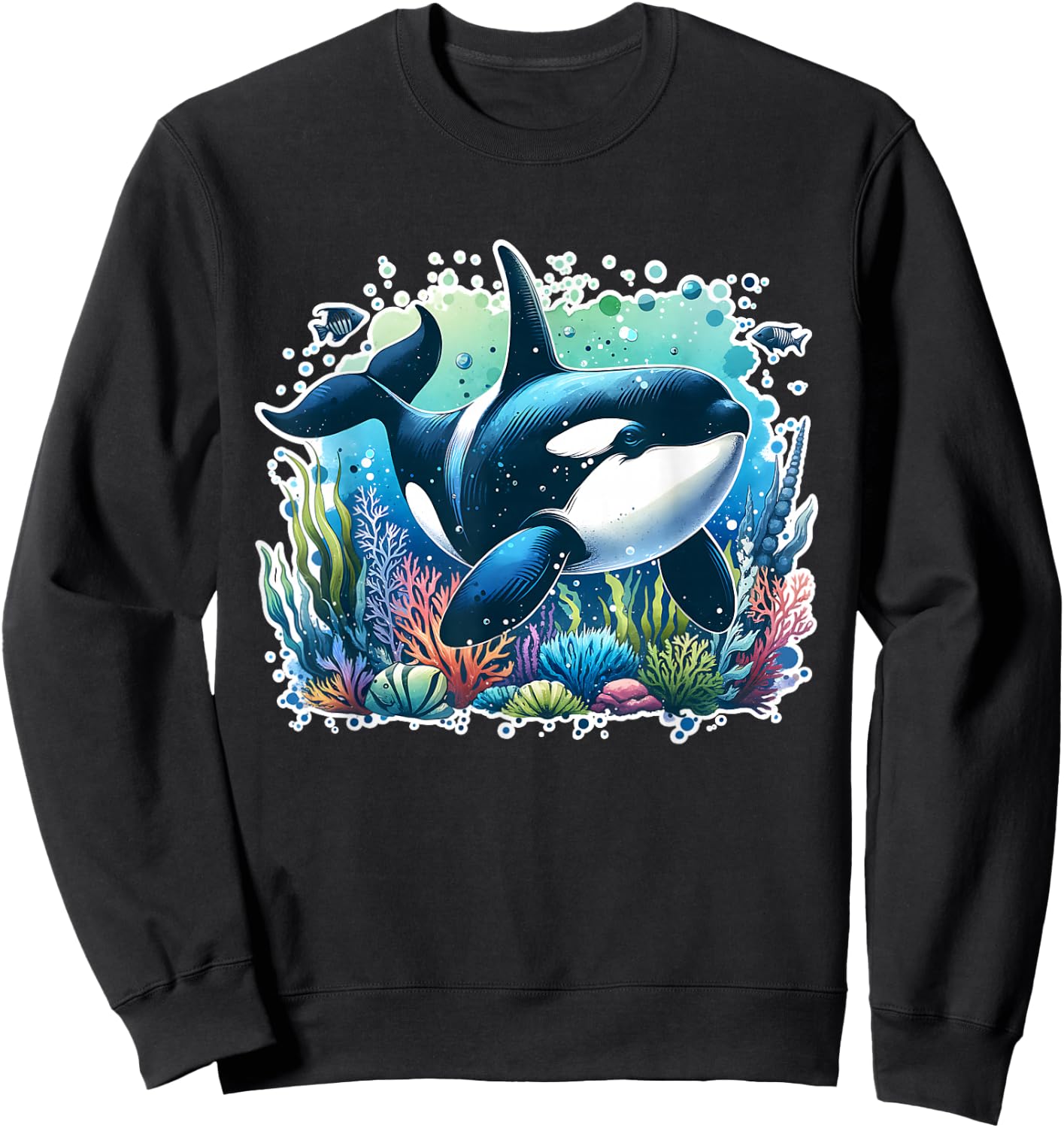 Orca Beautiful Whale Animal Graphic Orca Sweatshirt - Sweatshirt | Black