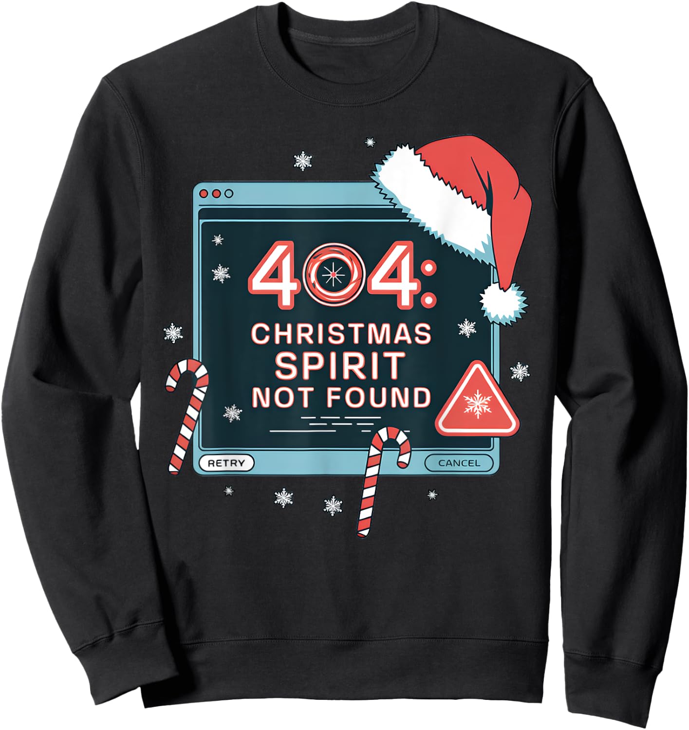 404 Error Christmas Spirit Not Found Tech Support IT Geeks Sweatshirt - Sweatshirt | Black