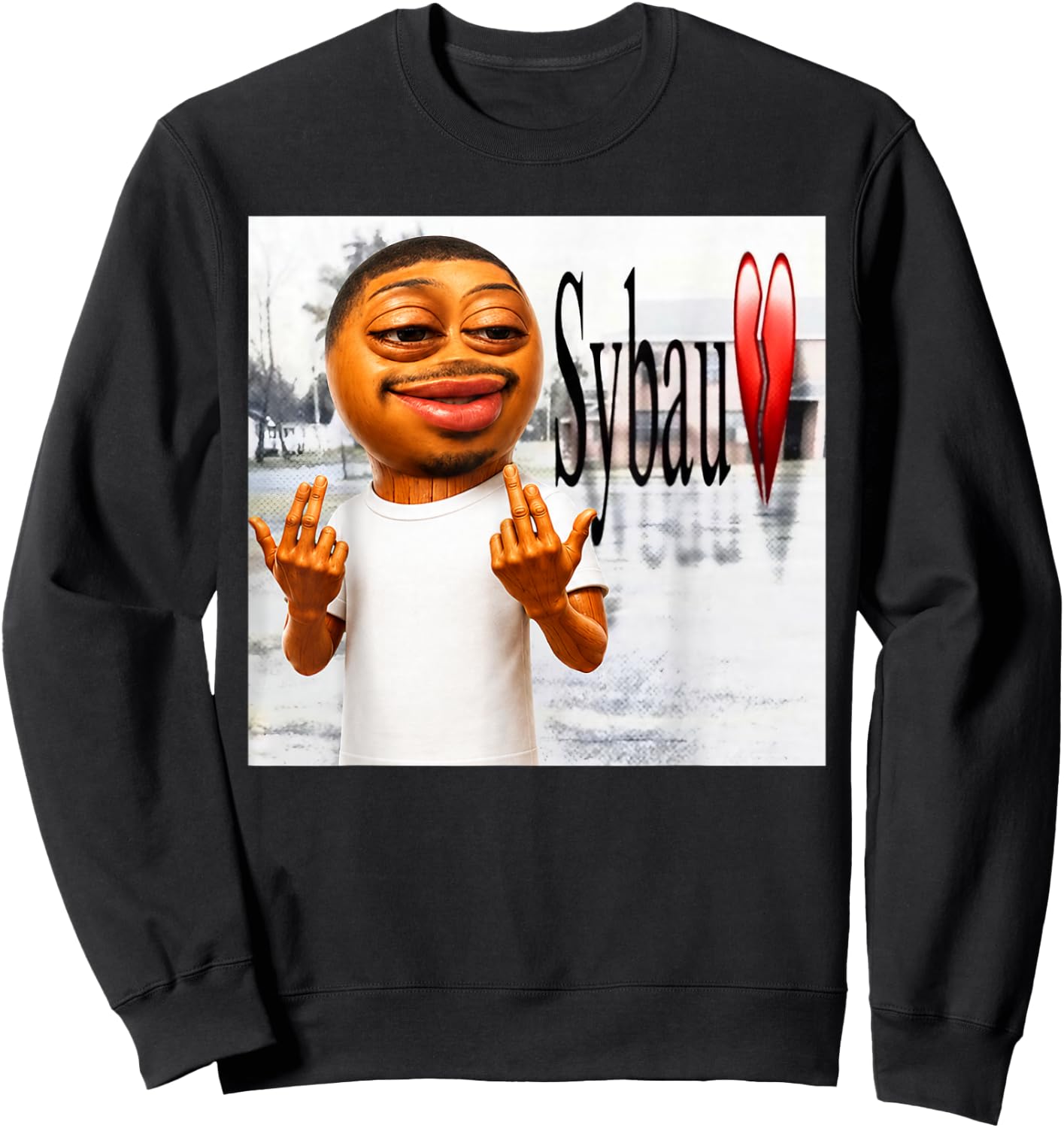 Funny Tung Tung Flight SYBAU Tuff Brainrot Meme Sweatshirt - Sweatshirt | Black