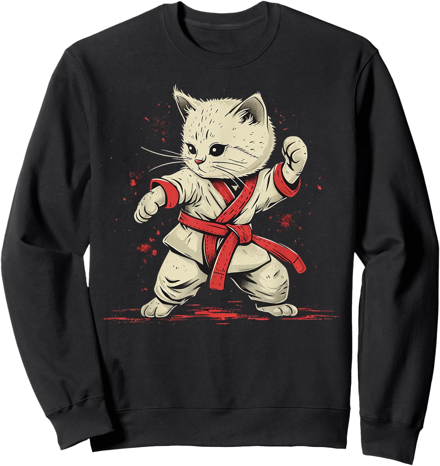 Karate Herren Damen & Kinder Katze Karateka Sweatshirt - Sweatshirt | Black